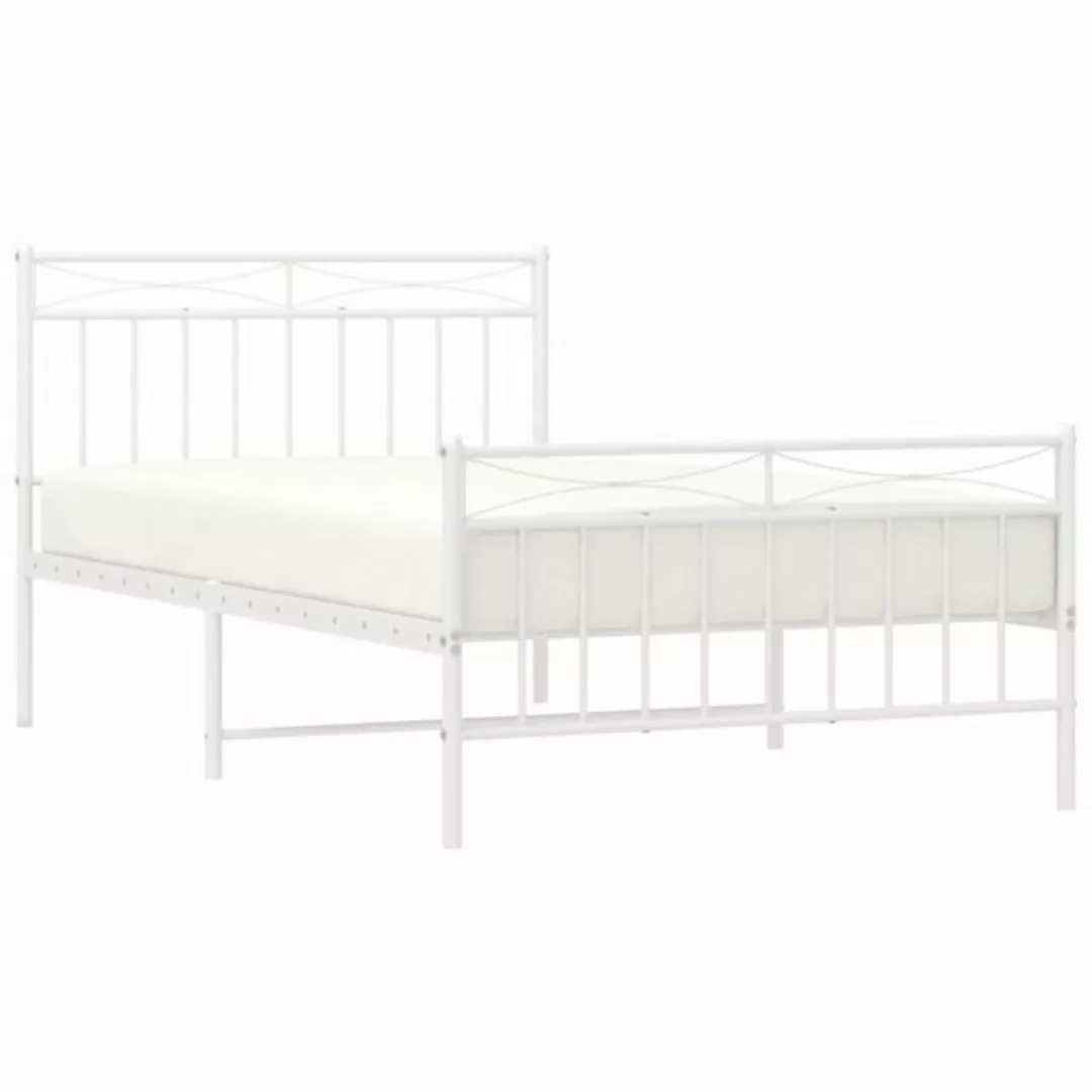 vidaXL Bett Bettgestell mit Kopf- und Fußteil Metall Weiß 100x200 cm günstig online kaufen