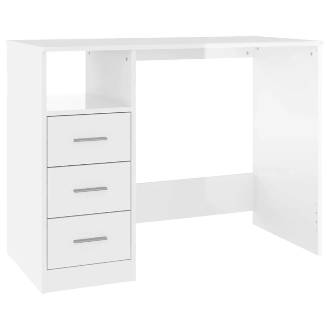 Vidaxl Schreibtisch Mit Schubladen Hochglanz-weiß 102x50x76 Cm günstig online kaufen
