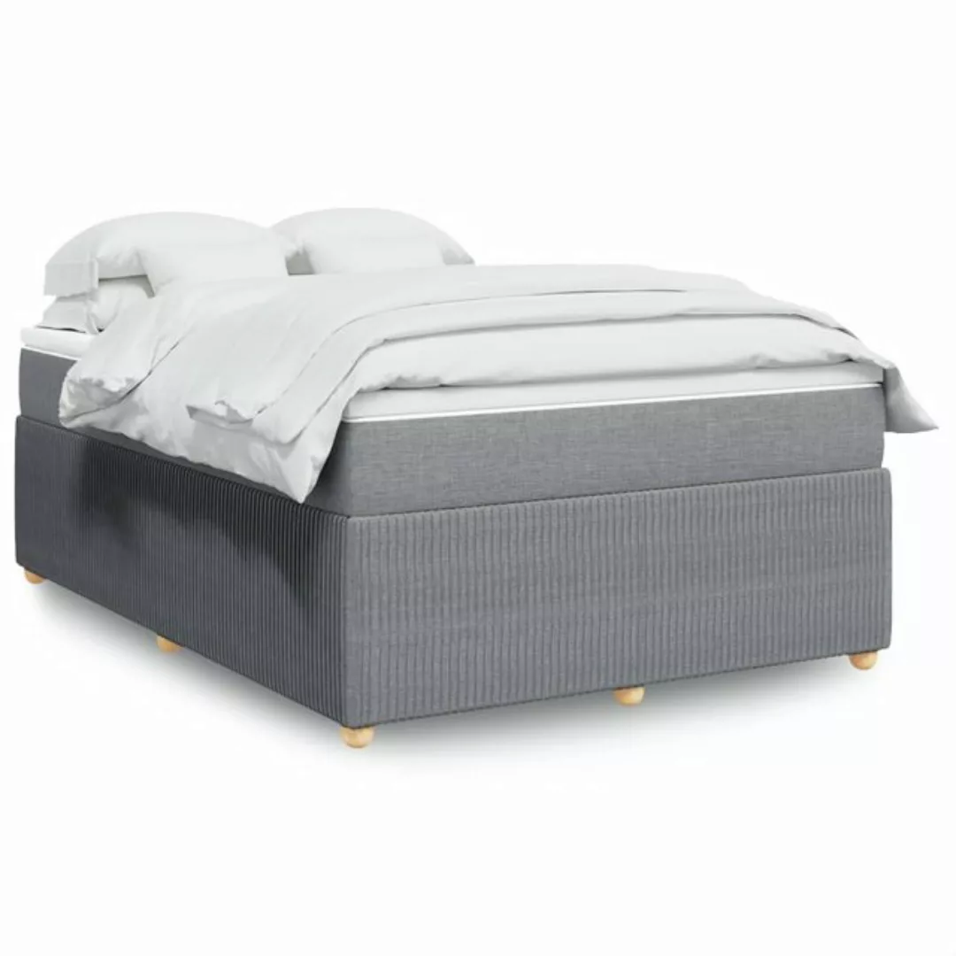 vidaXL Boxspringbett, Boxspringbett mit Matratze Hellgrau 160x200 cm Stoff günstig online kaufen