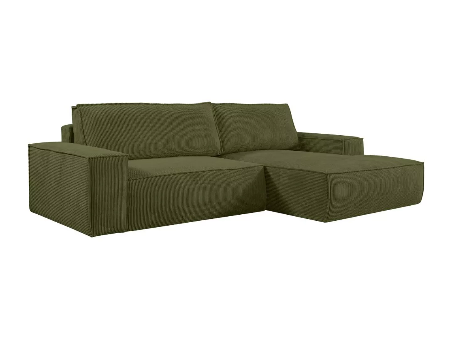 Ecksofa mit Schlaffunktion - Ecke rechts - Cord - Khaki - AMELIA günstig online kaufen