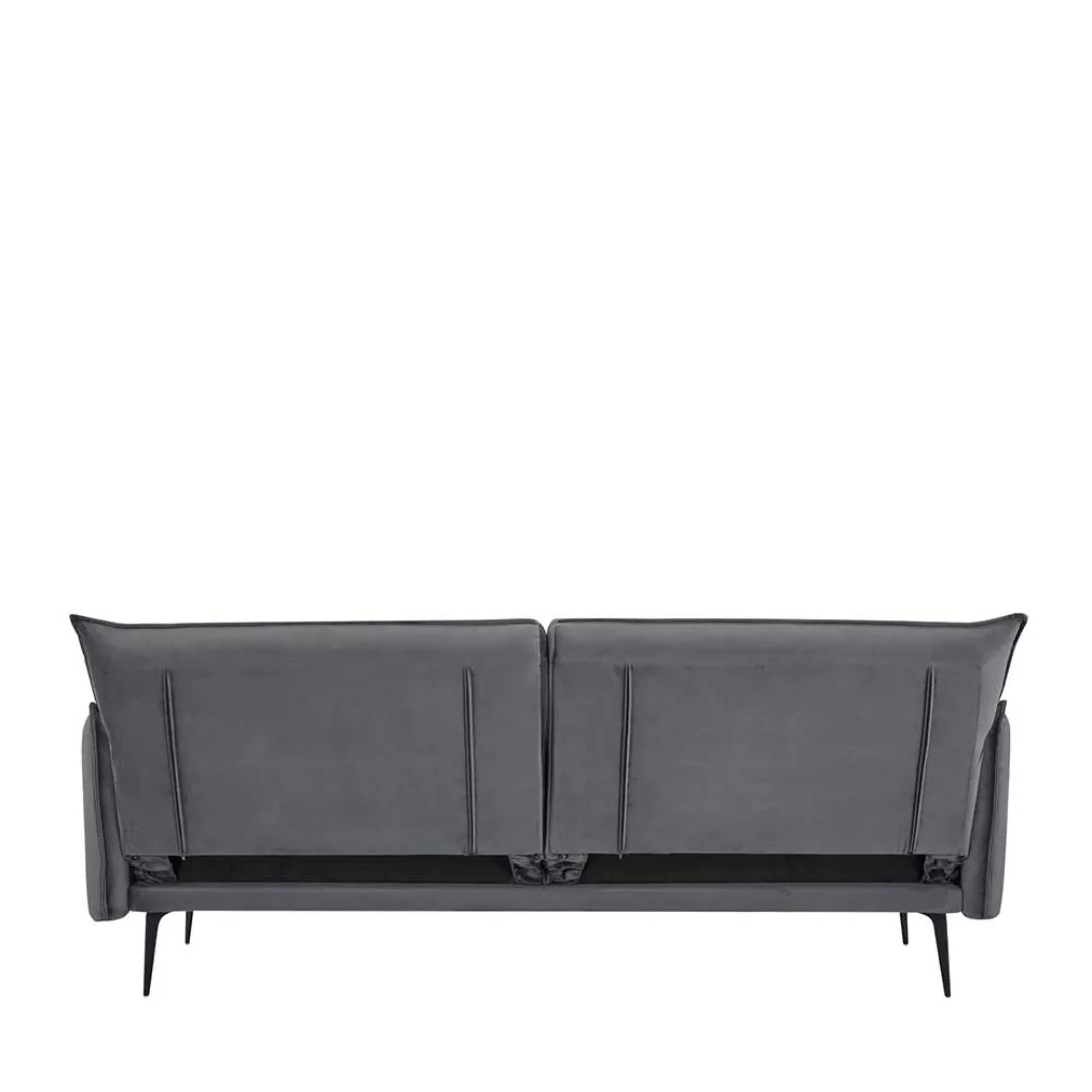 Ausklappbares Sofa modern in Grau Samt Vierfußgestell aus Metall günstig online kaufen