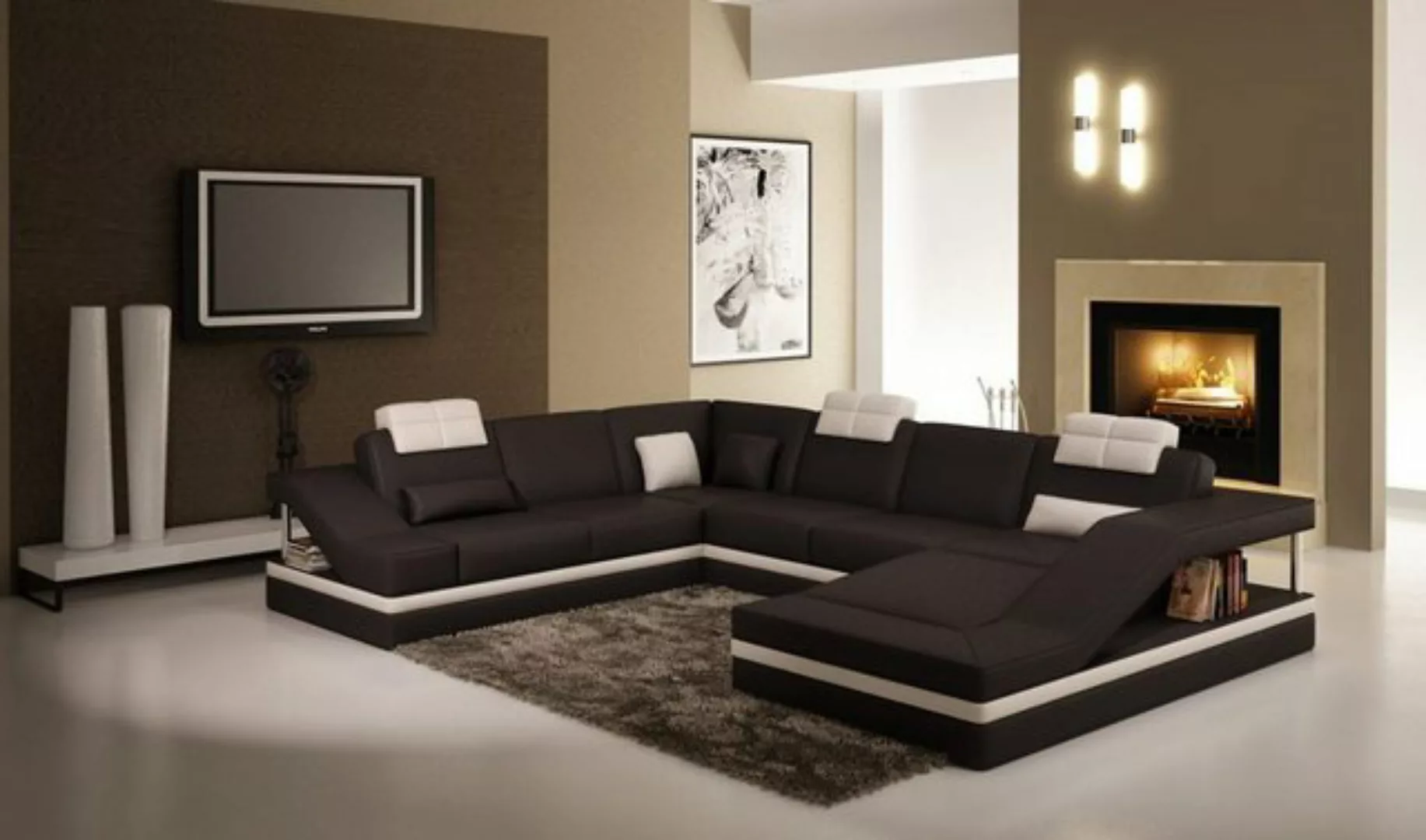 JVmoebel Ecksofa, Designer Couch U Form Ecksofa Polster Couch Leder Garnitu günstig online kaufen