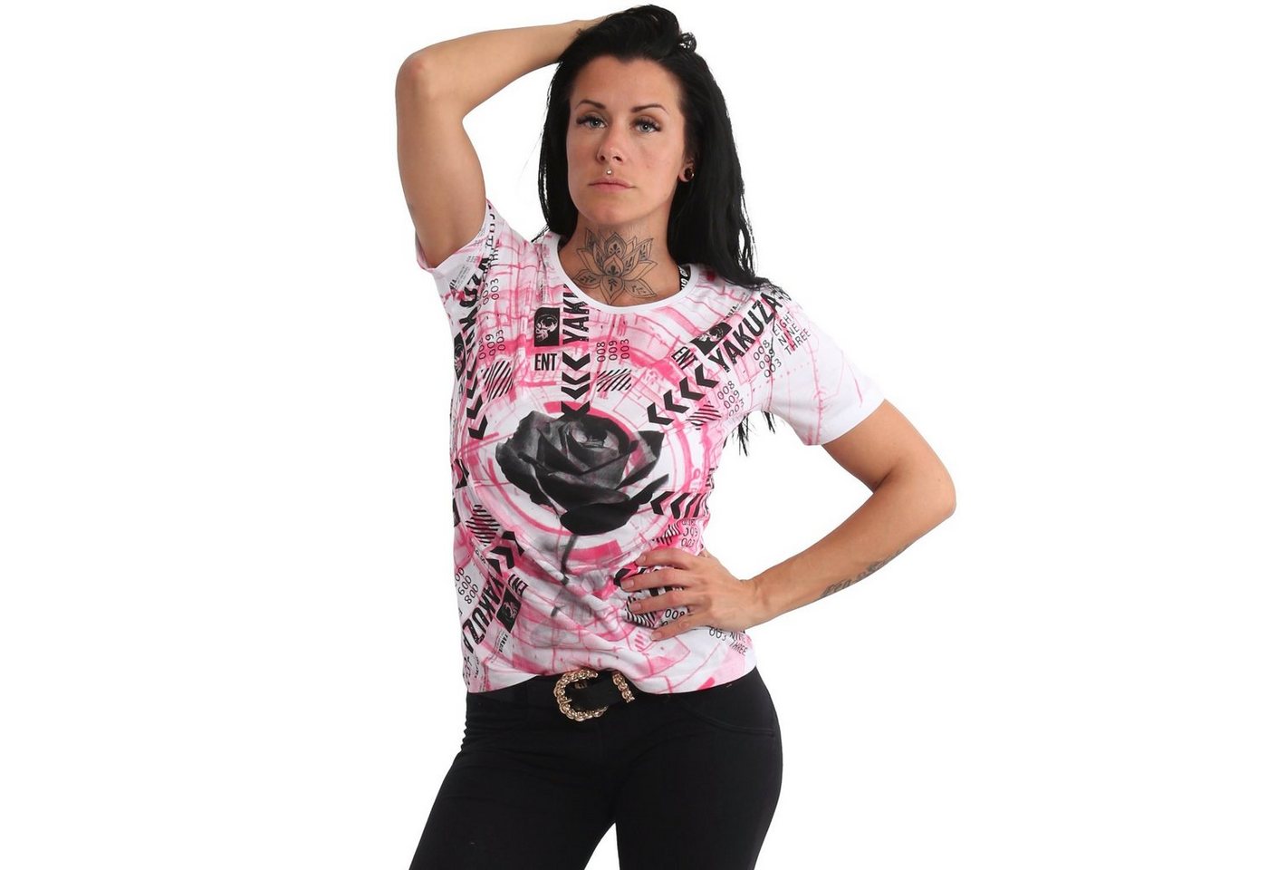 YAKUZA Rundhalsshirt Electric Rose günstig online kaufen