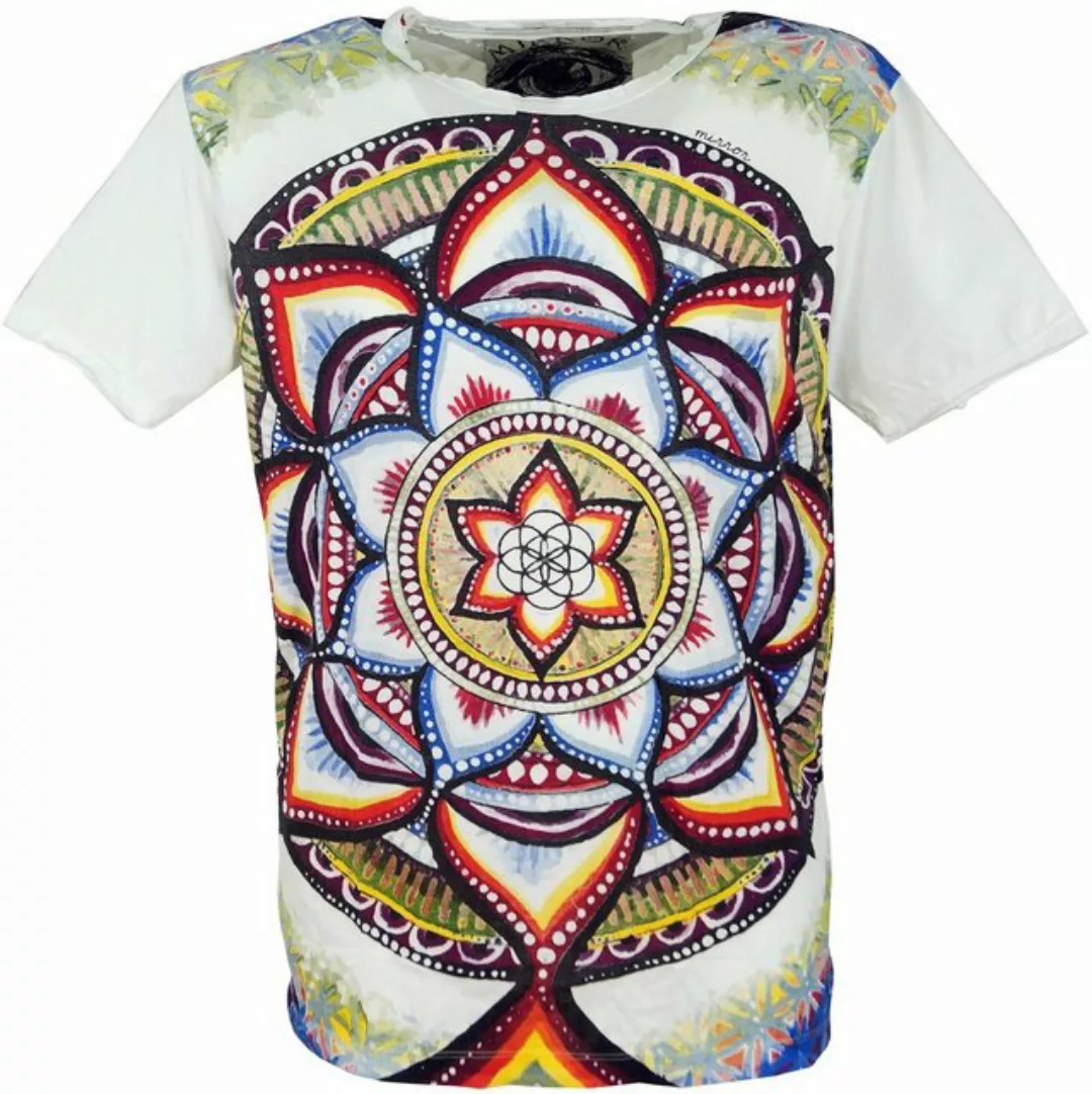 Guru-Shop T-Shirt Mirror T-Shirt - Mandala weiß Goa Style, Festival, altern günstig online kaufen