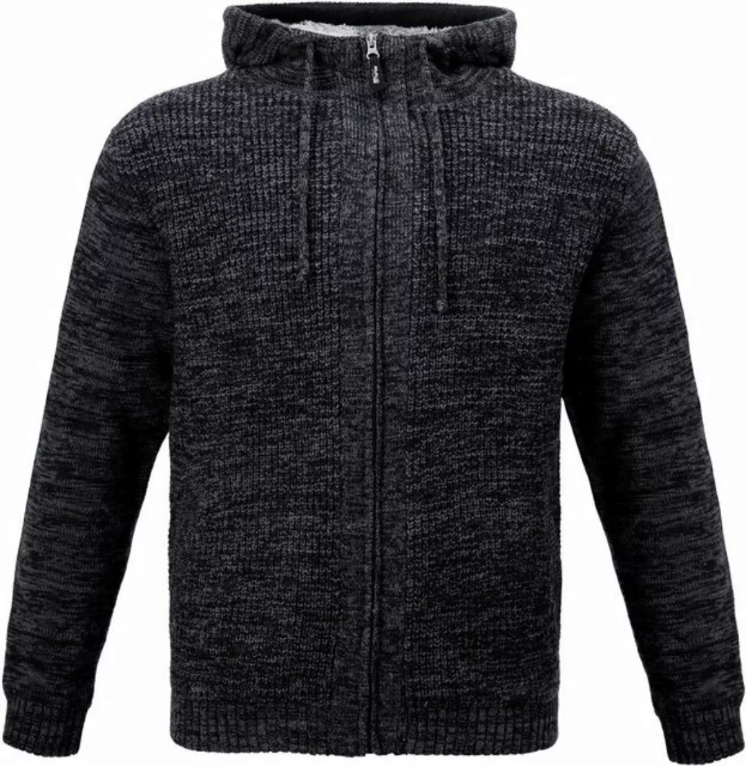 JOB Strickjacke Hoodie-Strickjacke mit Fellfutter schieferschwarz mit Fellf günstig online kaufen