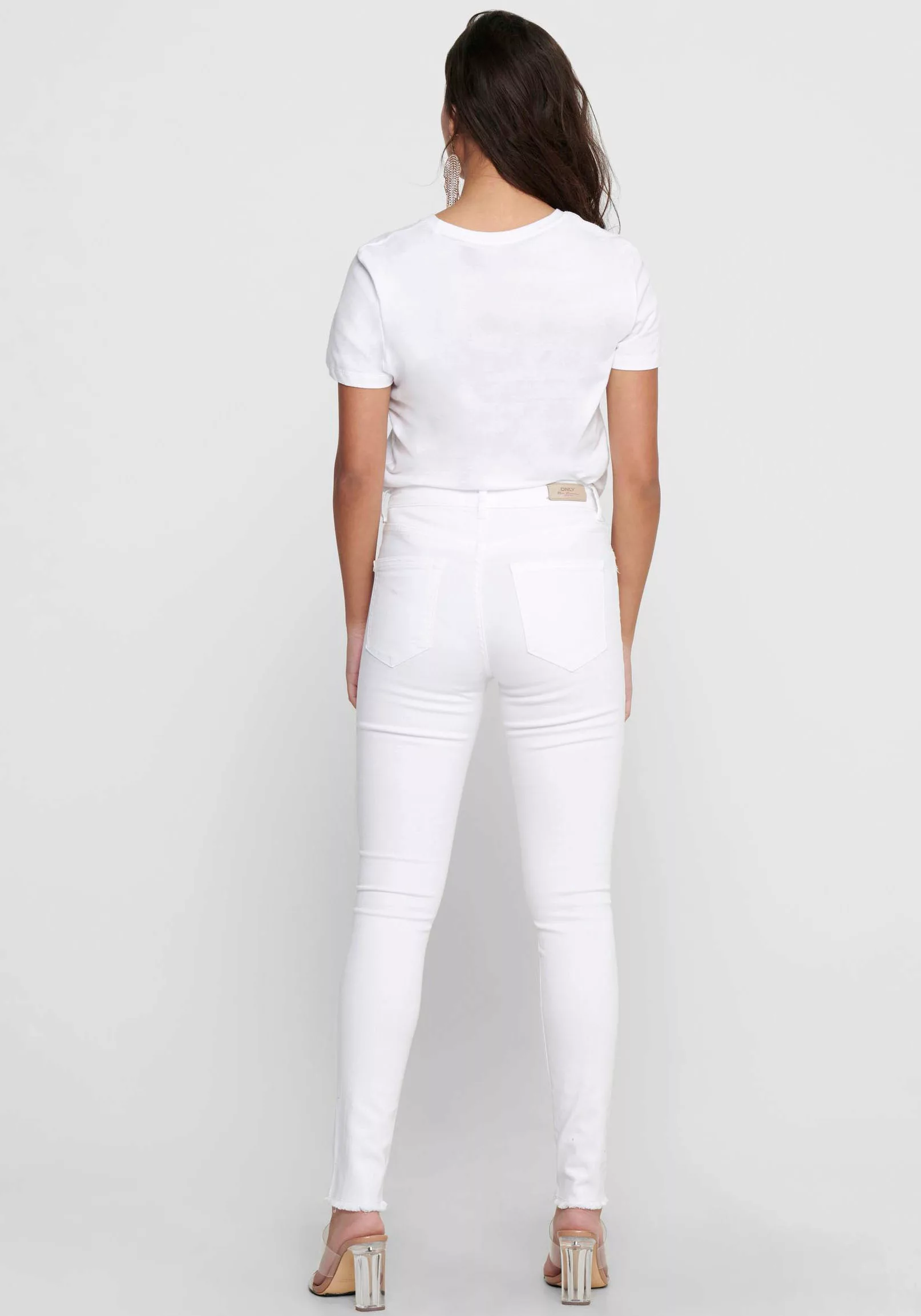 Only Damen Jeans onlBLUSH MID SK ANK RAW REA0730 - Skinny Fit - Weiß - Whit günstig online kaufen