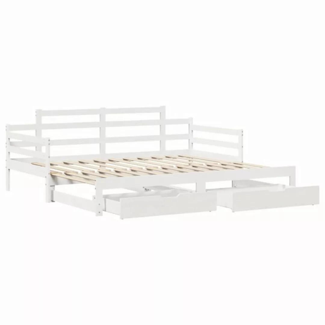 vidaXL Bett Tagesbett Ausziehbar mit Schubladen ohne Matratze Weiß 80x200cm günstig online kaufen