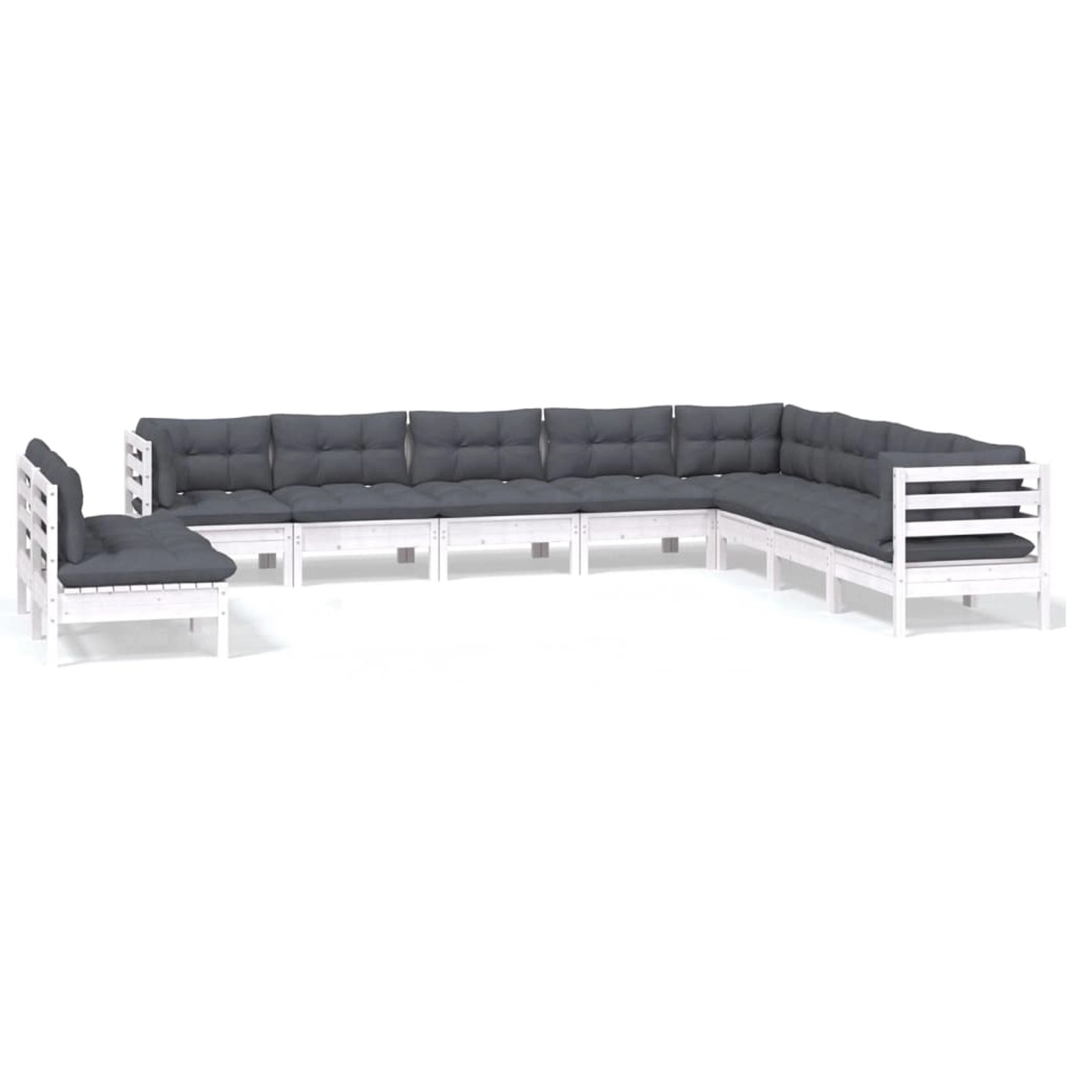 vidaXL 10-tlg Garten-Lounge-Set mit Kissen Weiß Massivholz Kiefer Modell 3 günstig online kaufen