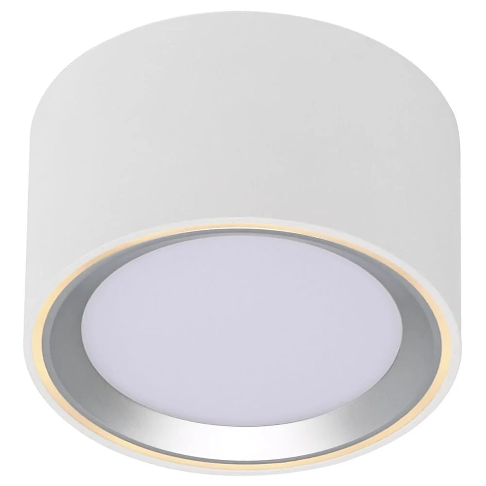 LED Aufbauleuchte Fallon weiß Ring in Stahl-gebürstet 100 mm günstig online kaufen