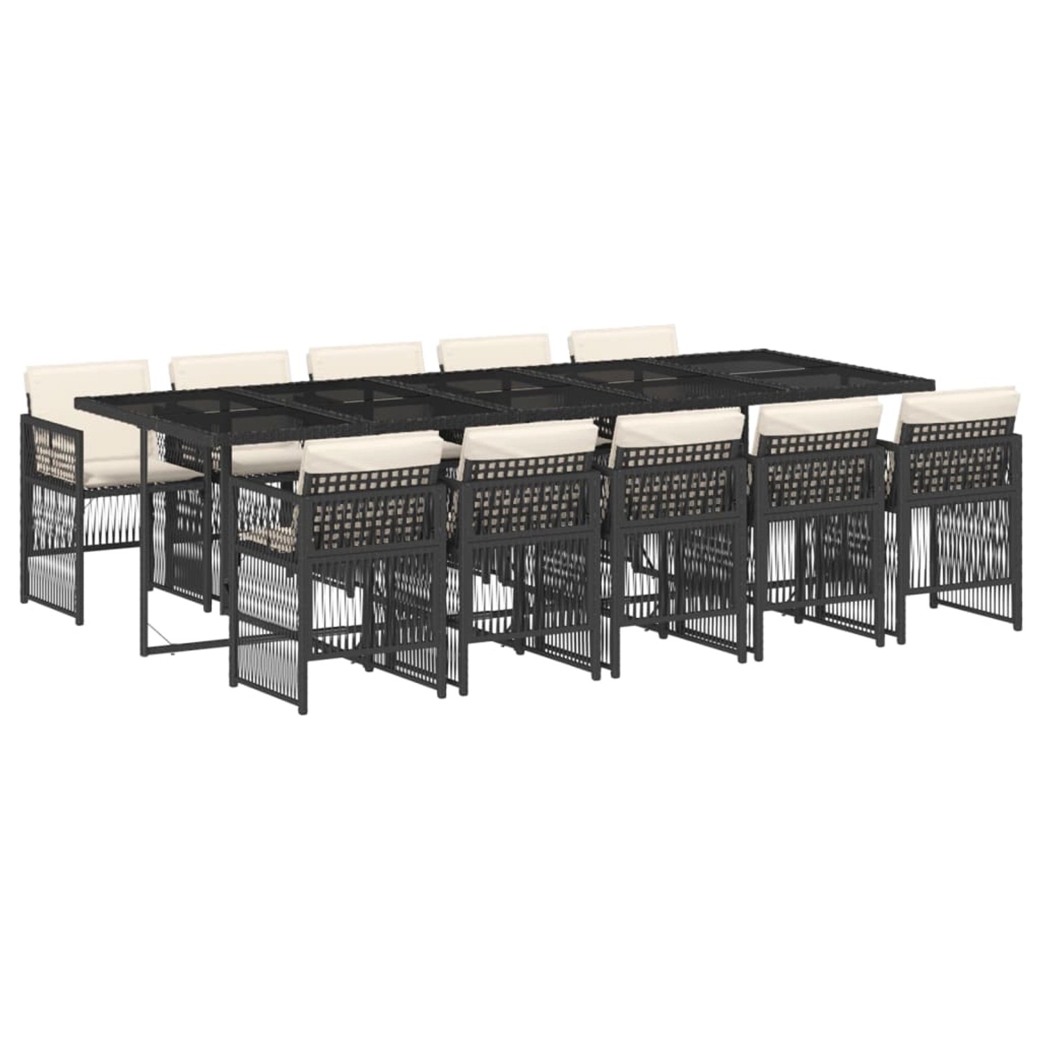vidaXL 11-Tlg Garten-Essgruppe mit Kissen Schwarz Poly Rattan 3210930 günstig online kaufen