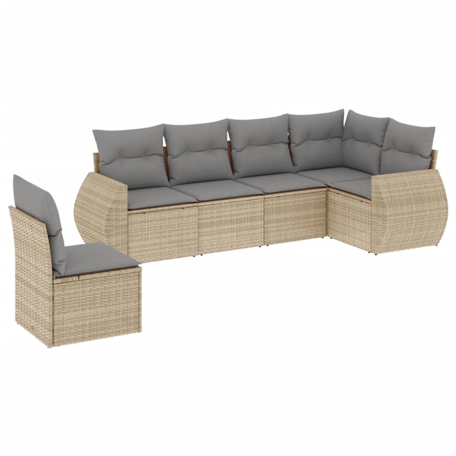 vidaXL 6-Tlg Garten-Sofagarnitur mit Kissen Beige Poly Rattan 3253766 günstig online kaufen