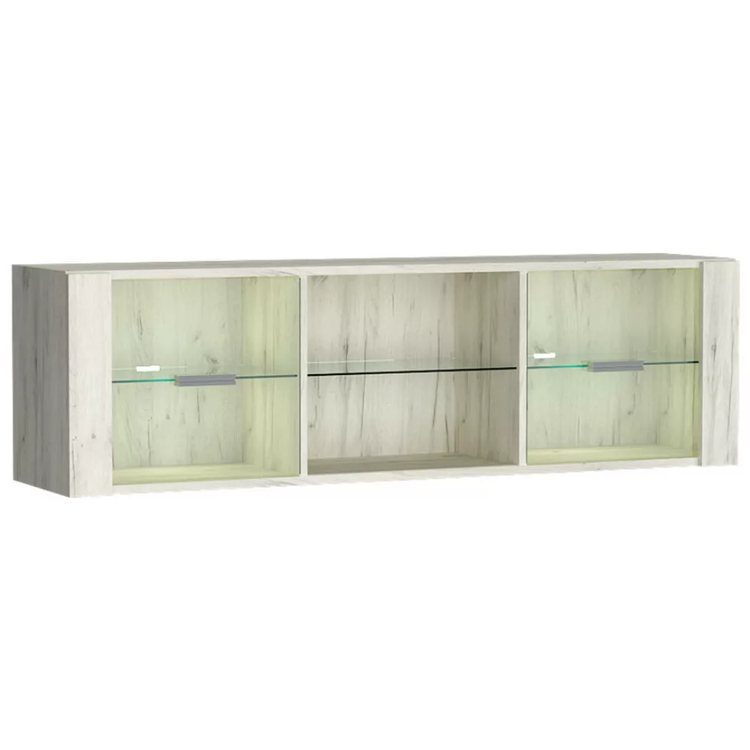 Lowboard modern in Esche weiß mit LED Glasbodenbeleuchtung INGENIO-161 günstig online kaufen