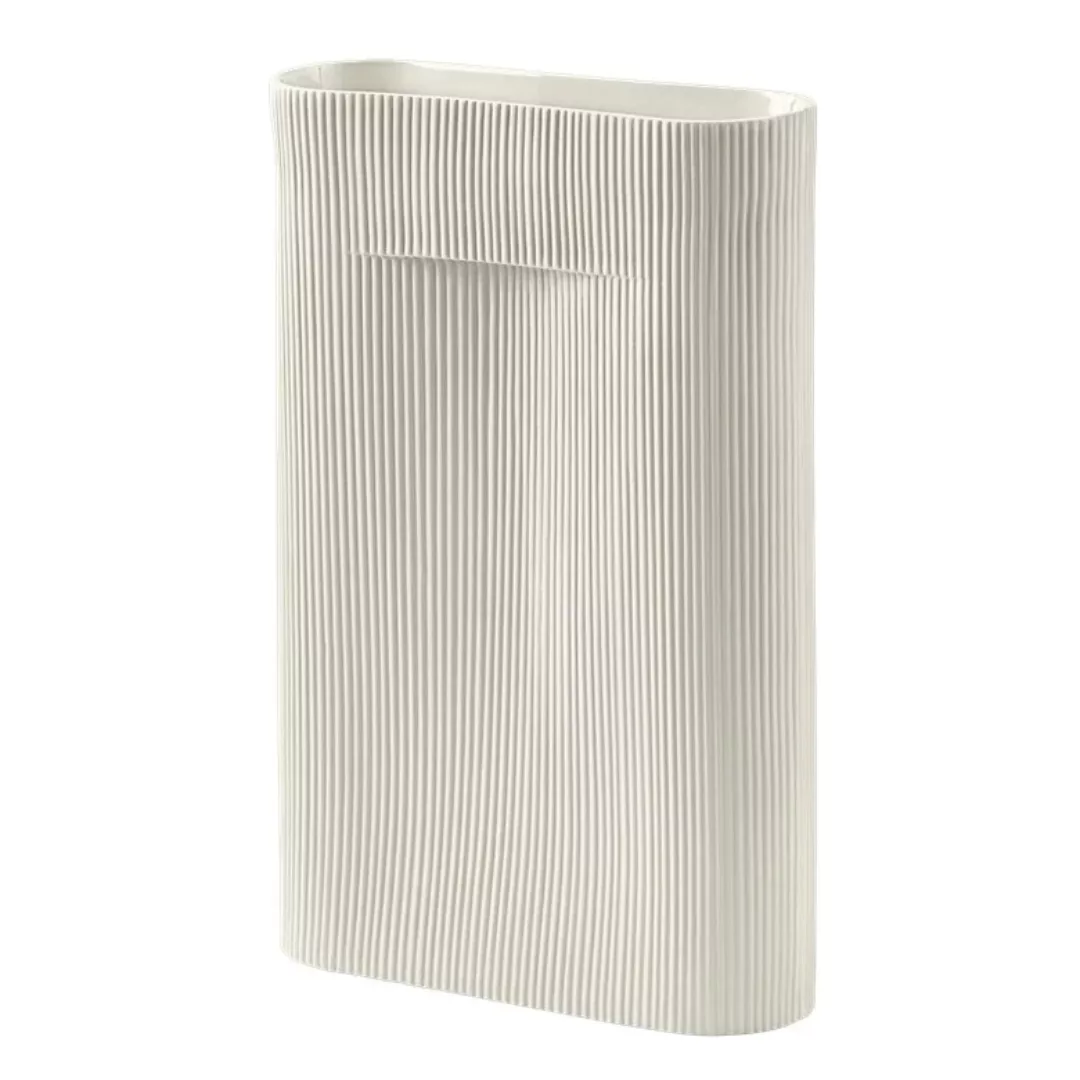 Vase Ridge Large keramik weiß / H 48 cm - Muuto - Weiß günstig online kaufen