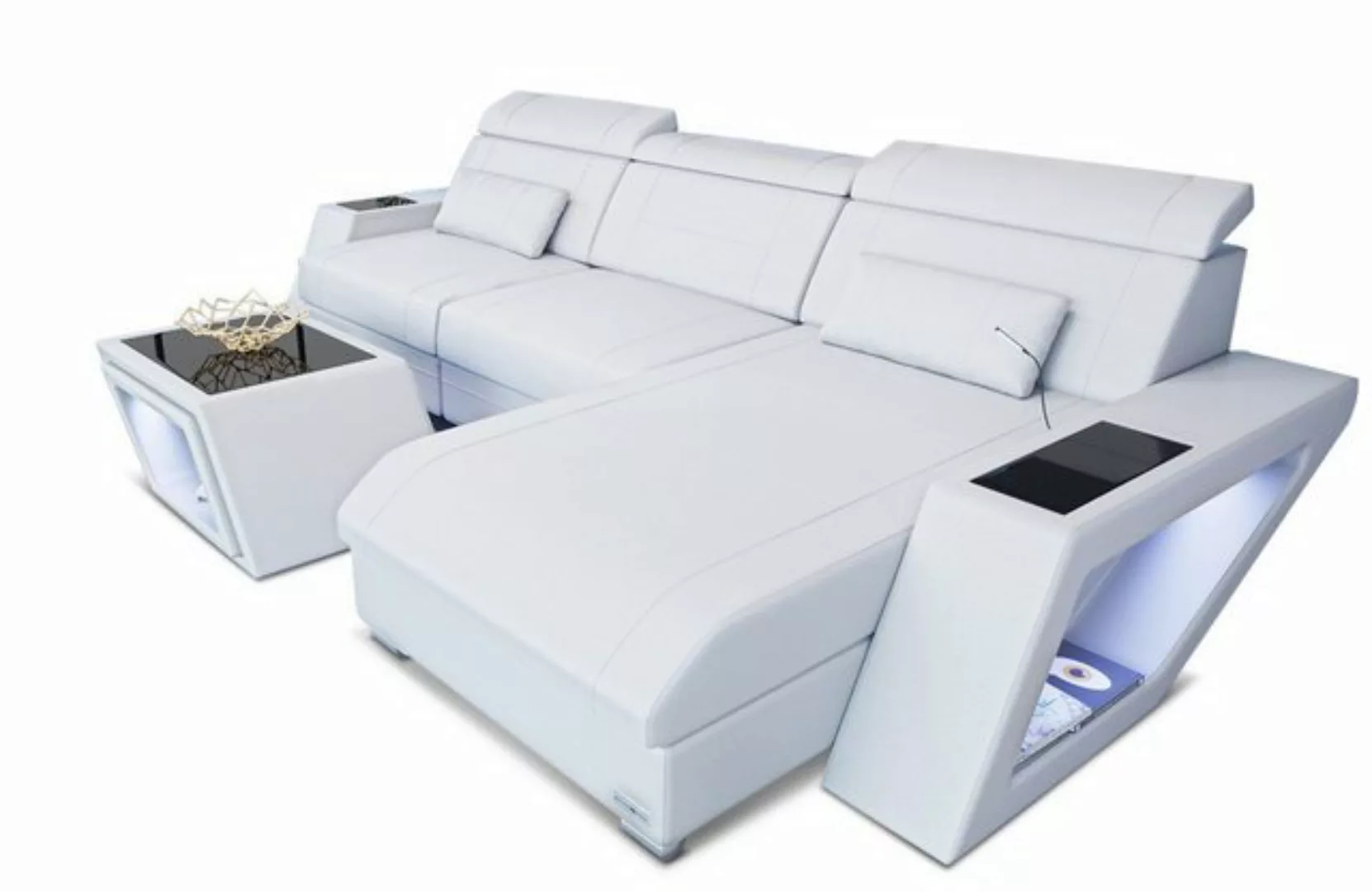 Sofa Dreams Ecksofa Ledersofa Couch Catania L Form Leder Sofa, mit LED, wah günstig online kaufen