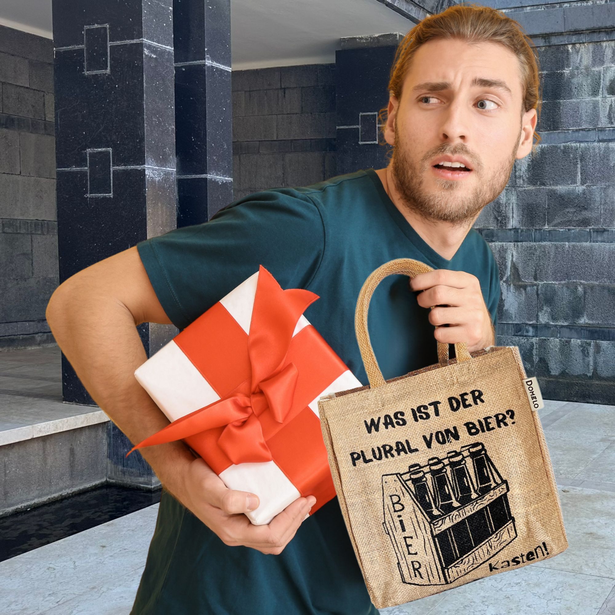 Domelo Flaschenkorb Jute Flaschentasche Vegan Bierträger günstig online kaufen