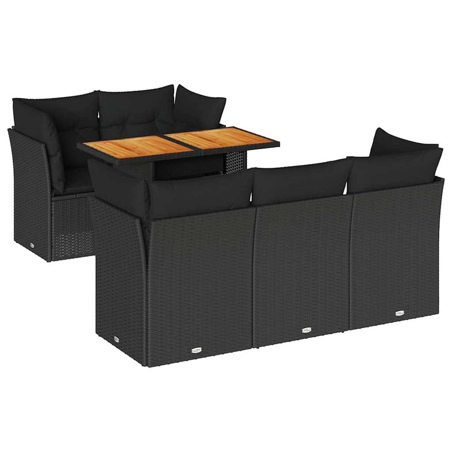 vidaXL 6-Tlg Garten-Sofagarnitur mit Kissen Schwarz Poly Rattan 3326883 günstig online kaufen