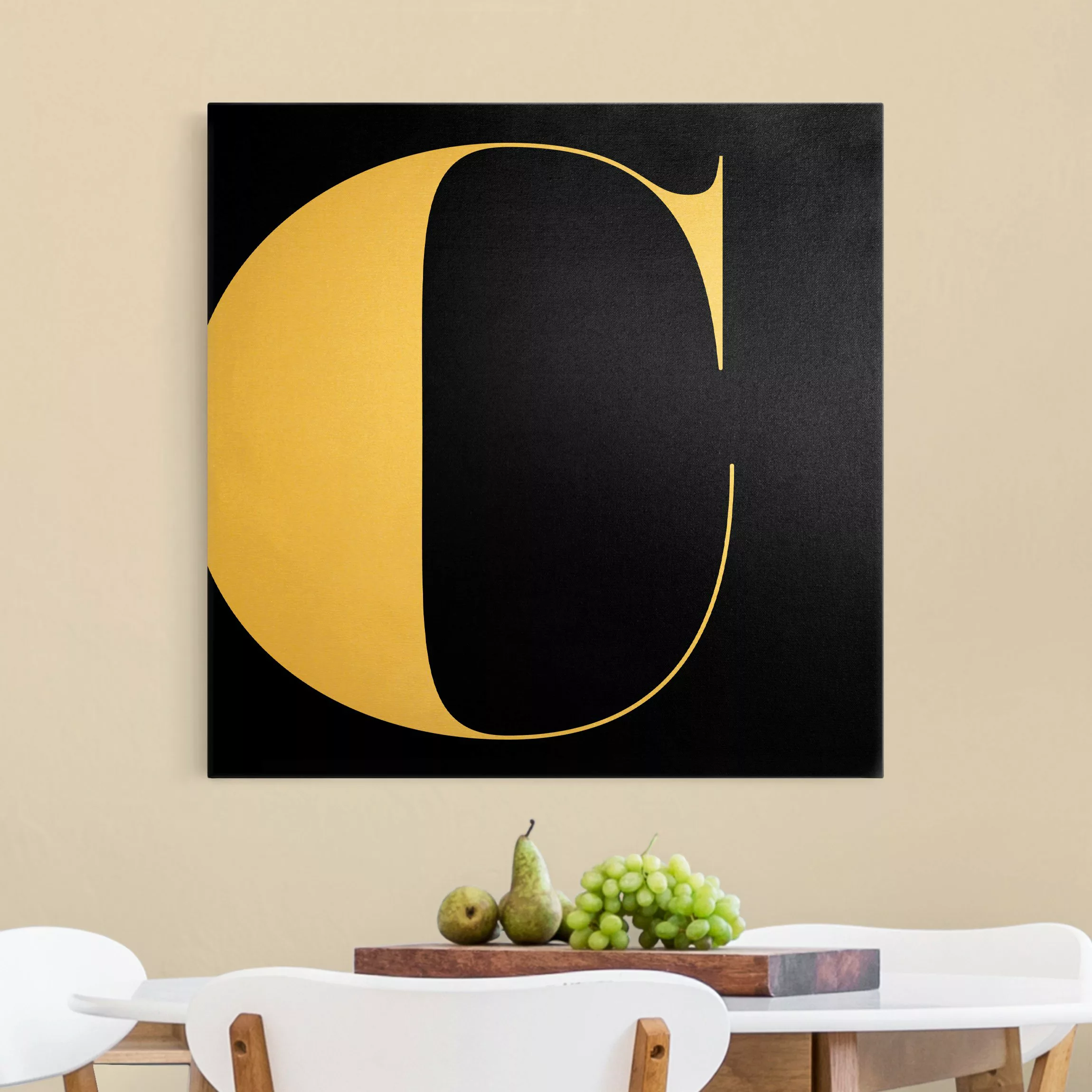 Leinwandbild Gold Antiqua Letter C Schwarz günstig online kaufen