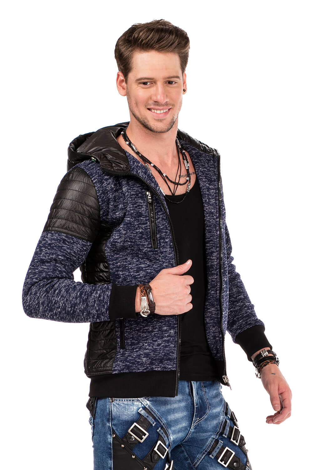 Cipo & Baxx Strickjacke, mit Leder Highlights günstig online kaufen