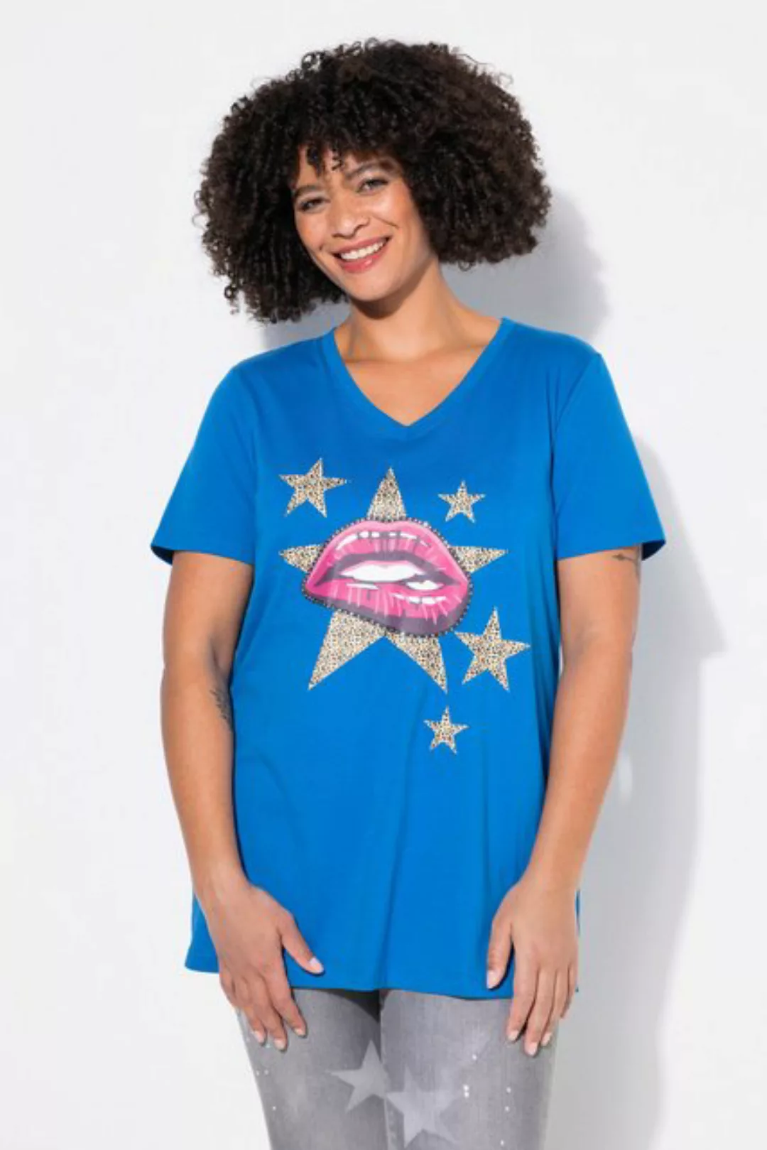 Angel of Style T-Shirt T-Shirt Komfort Fit Lippen-Motiv Ziersteinchen günstig online kaufen