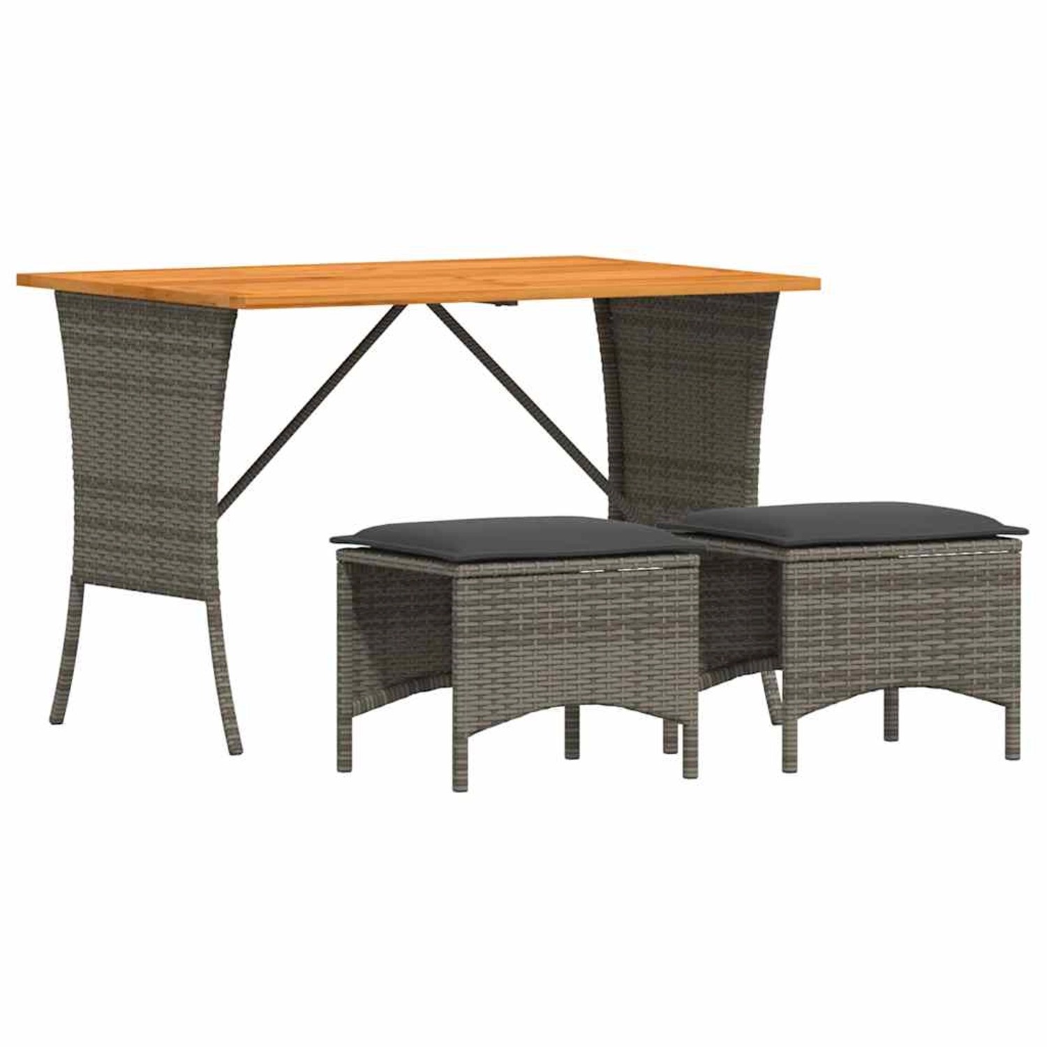 vidaXL 3-Tlg Garten-Essgruppe mit Kissen Grau Poly Rattan 4104136 günstig online kaufen