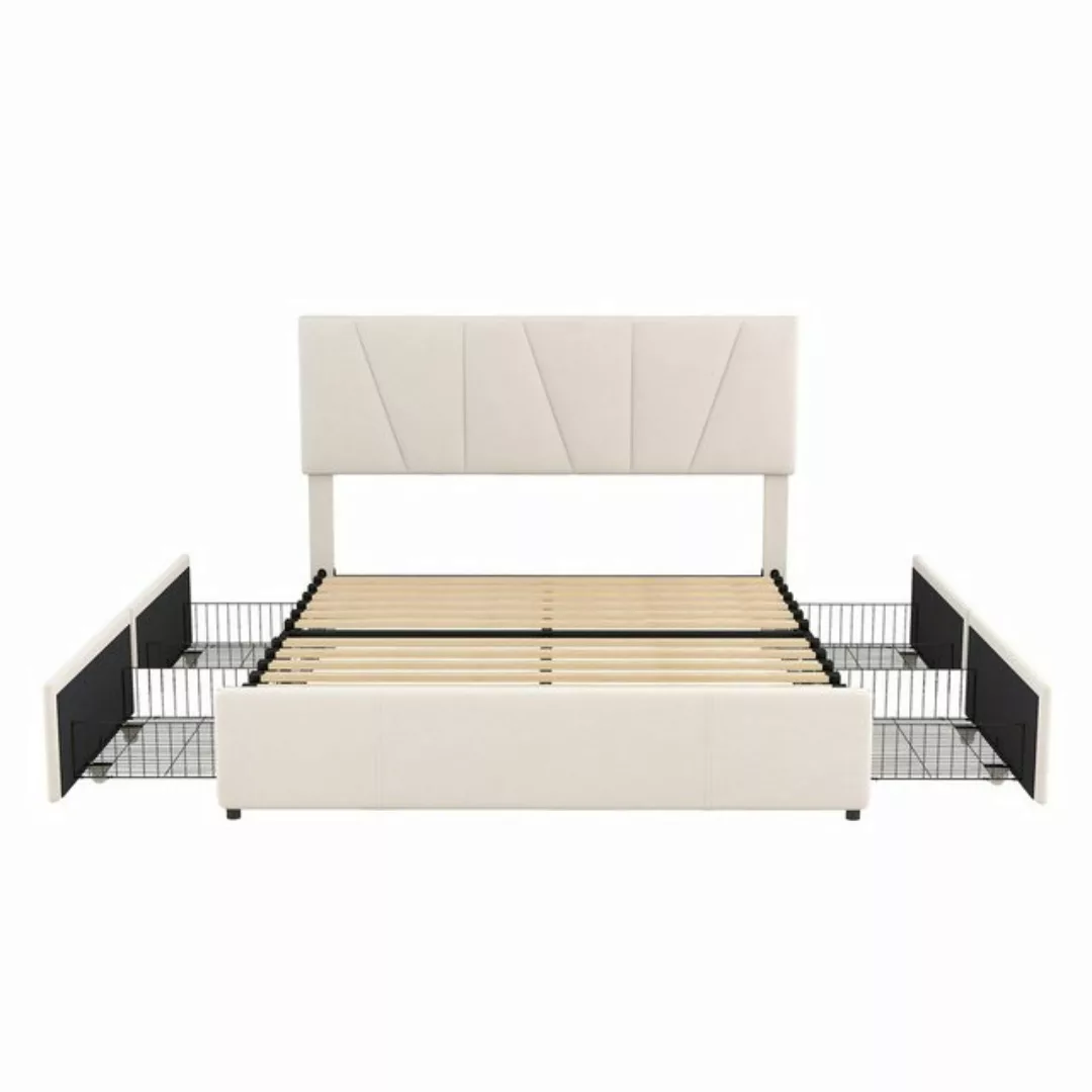 Welikera Stauraumbett Double Size Polster Plattform Bett mit vier Schublade günstig online kaufen