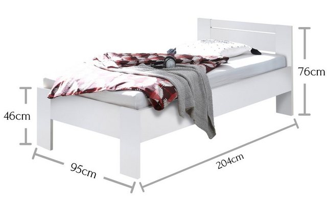 bv-vertrieb Einzelbett Einzelbett 90x200 Bett weiss - (4247) günstig online kaufen