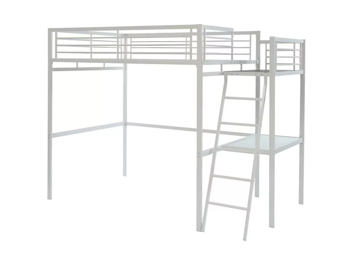 Hochbett mit Schreibtisch - 140 x 190 cm - Weiß - CASUAL II günstig online kaufen