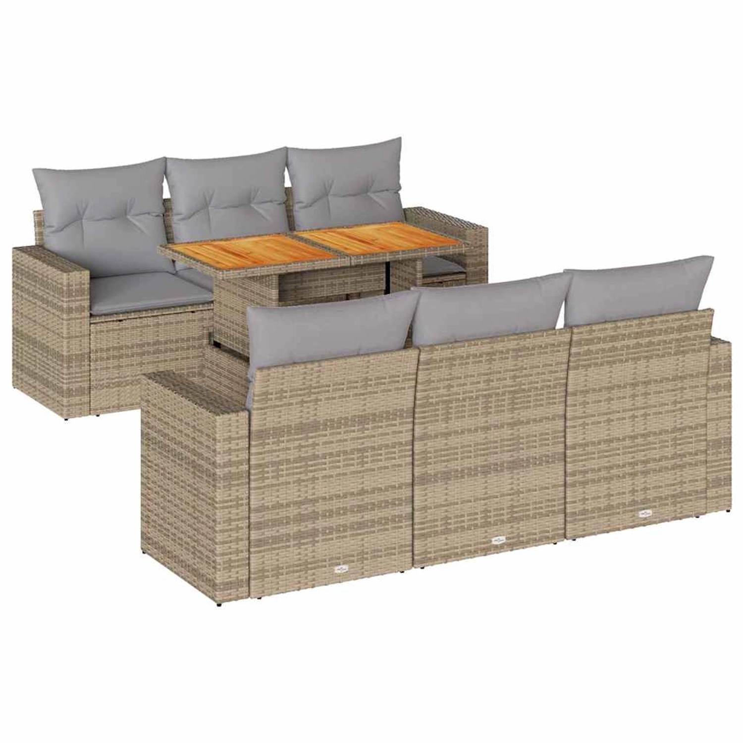 vidaXL 7-Tlg Garten-Sofagarnitur mit Kissen Beige Poly Rattan 3326999 günstig online kaufen