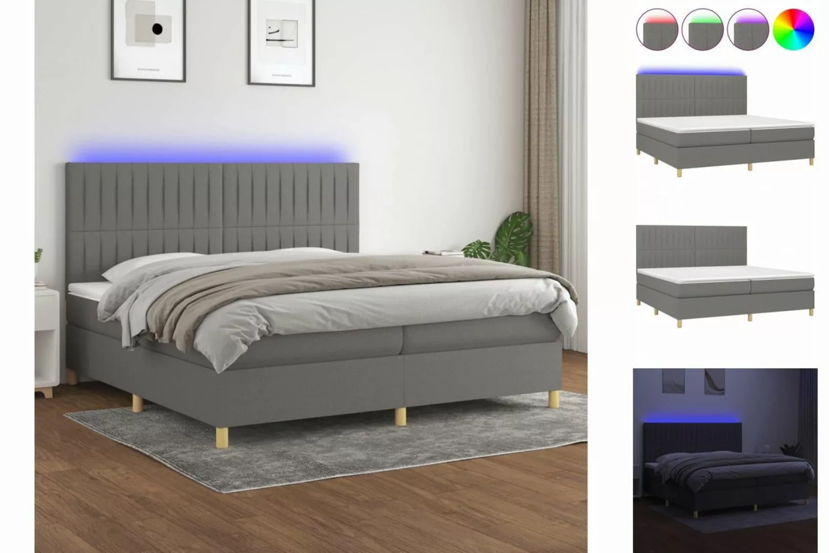 vidaXL Boxspringbett Bett Boxspringbett mit Matratze & Topper & LED (200 x günstig online kaufen