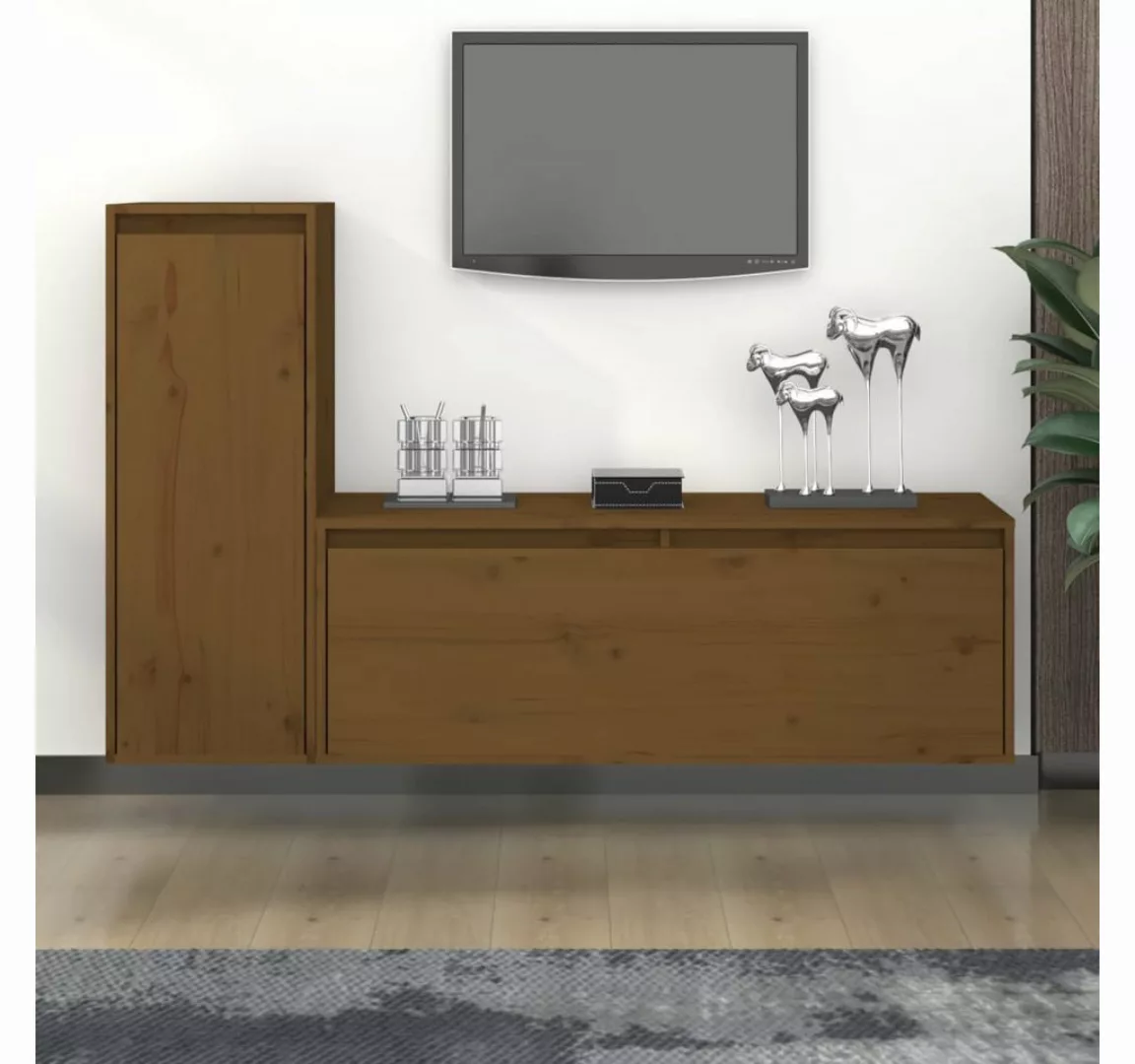 vidaXL TV-Schrank TV-Schränke 2 Stk Honigbraun Massivholz Kiefer Lowboard L günstig online kaufen