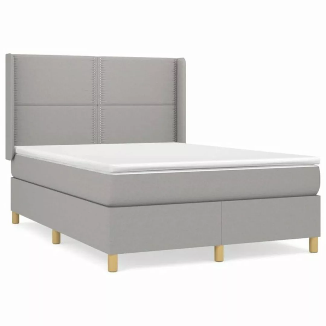 vidaXL Bettgestell Boxspringbett mit Matratze Hellgrau 140x190 cm Stoff Bet günstig online kaufen