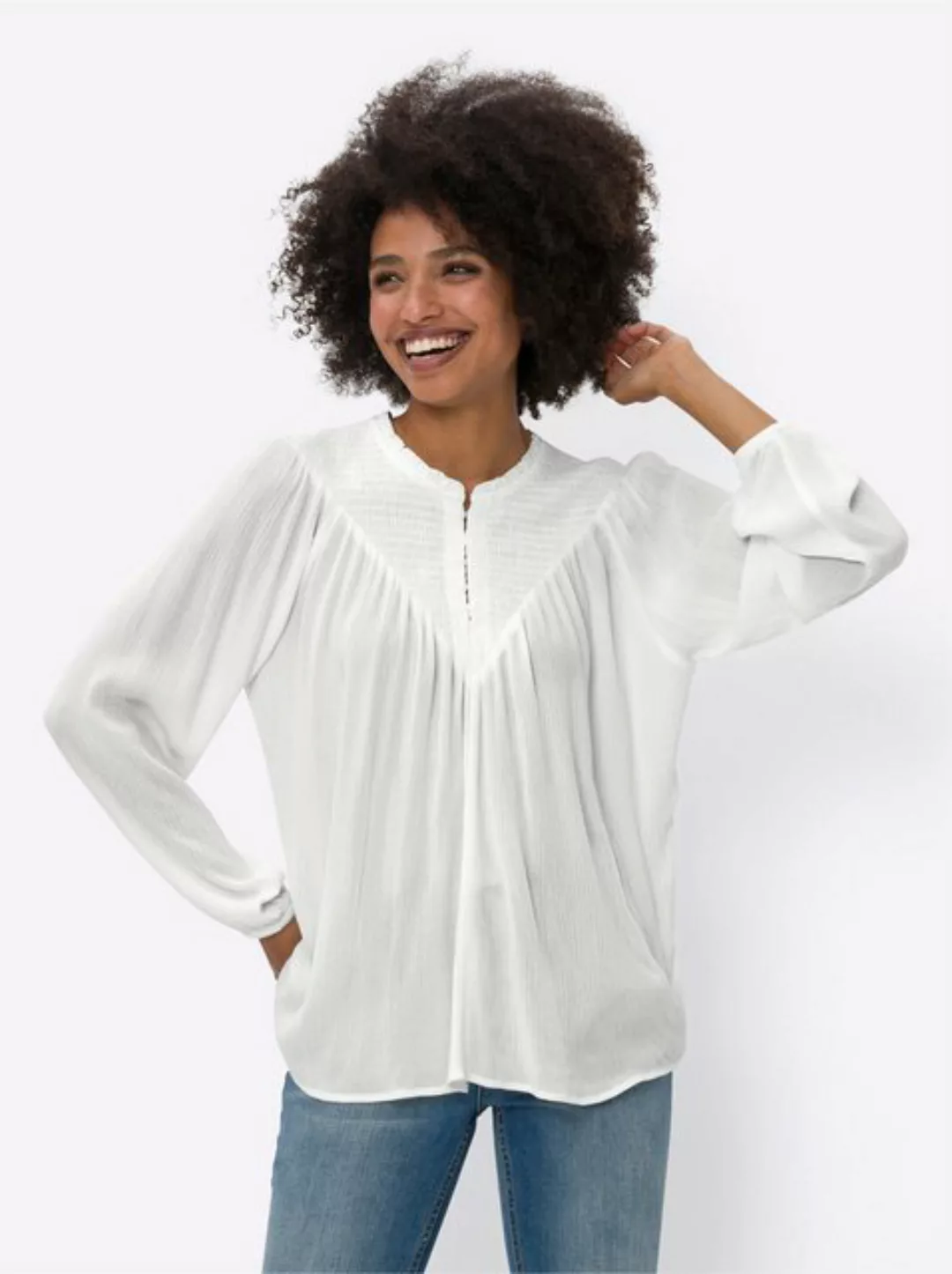 heine Klassische Bluse Crinklebluse günstig online kaufen