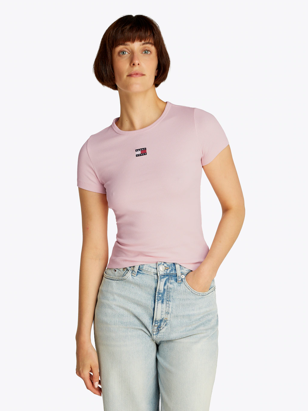 Tommy Jeans T-Shirt "TJW SLIM BADGE RIB TEE", in Rippoptik günstig online kaufen