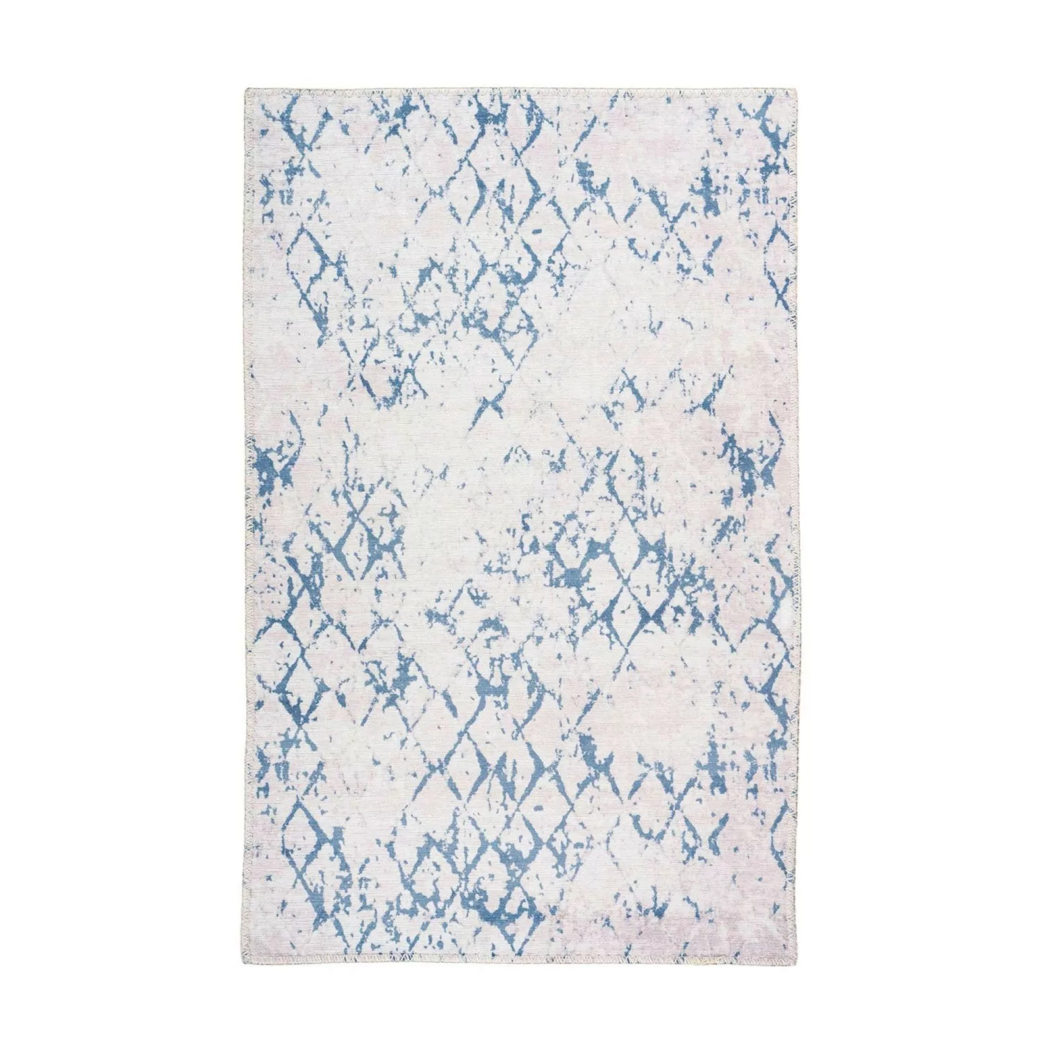 MeGusta Flachflor Teppich Modern Weiß Blau Bedruckter Teppich 80 x 150 cm günstig online kaufen