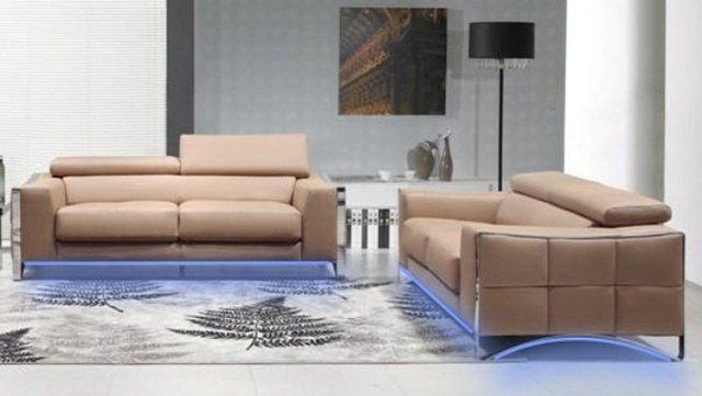 JVmoebel Sofa Beige Sofagarnitur Sofa Set 3+2 (ohne Sessel) Couch Sitz Pols günstig online kaufen