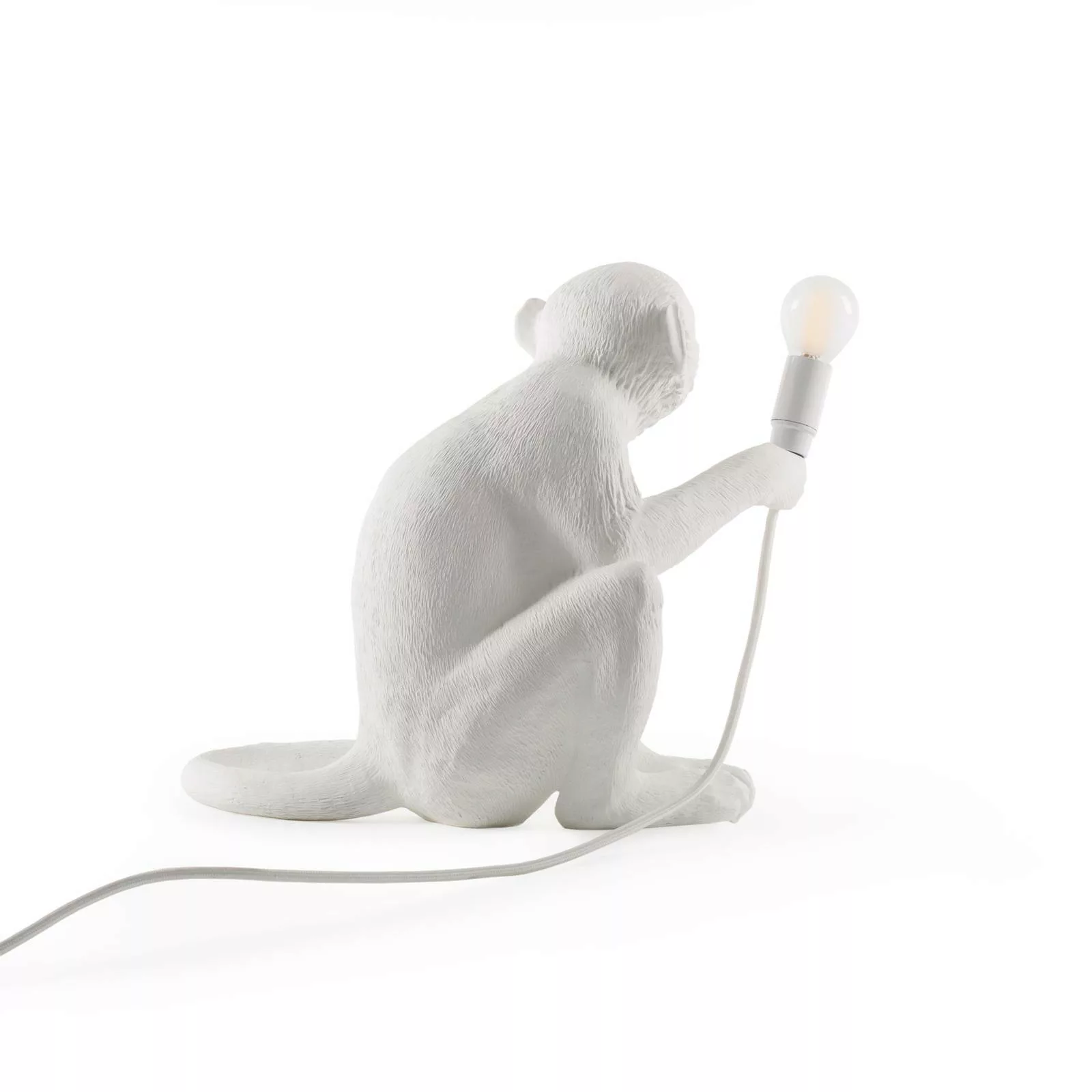 Tischleuchte Monkey Sitting plastikmaterial weiß / H 32 cm - Seletti - Weiß günstig online kaufen