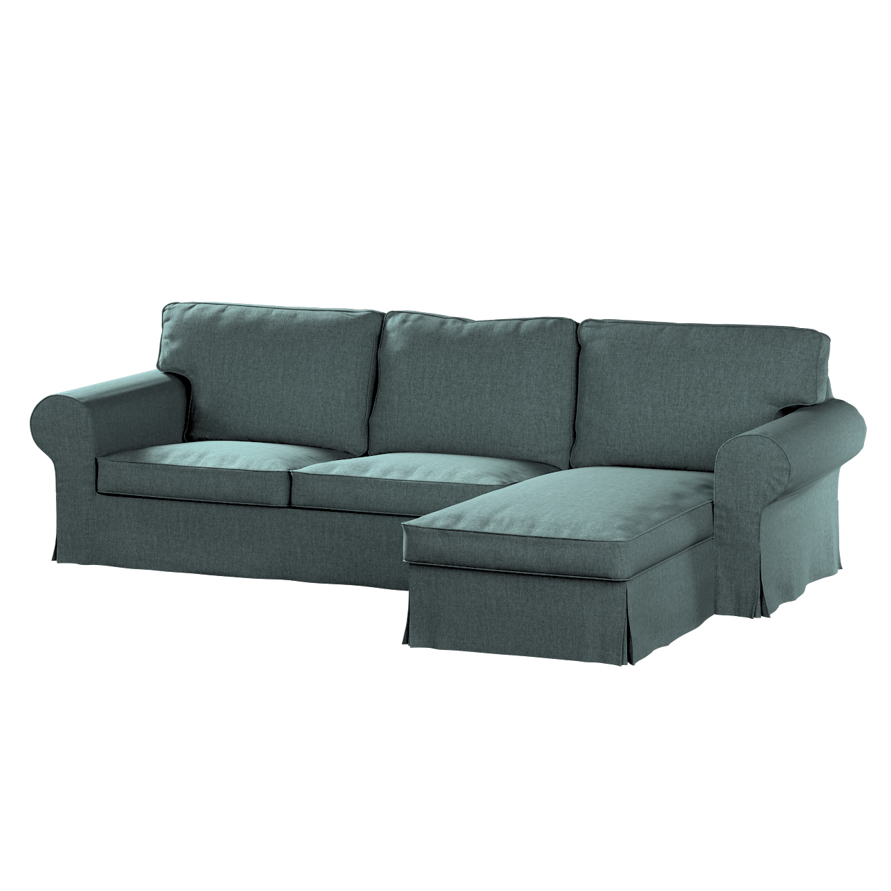Bezug für Ektorp 2-Sitzer Sofa mit Recamiere, grau- blau, Ektorp 2-Sitzer S günstig online kaufen