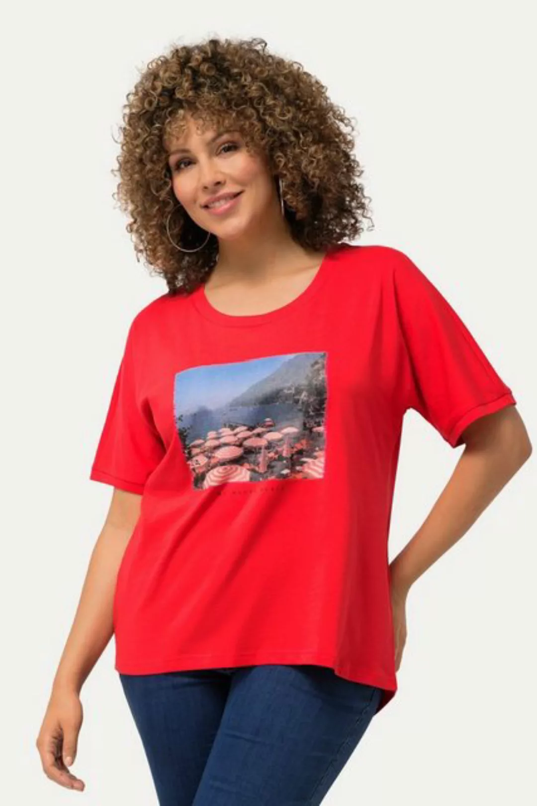 Ulla Popken Rundhalsshirt T-Shirt Fotomotiv Oversized Rundhals Halbarm günstig online kaufen