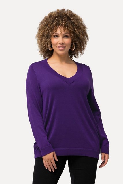 Ulla Popken Strickpullover Pullover V-Ausschnitt Langarm weicher Feinstrick günstig online kaufen