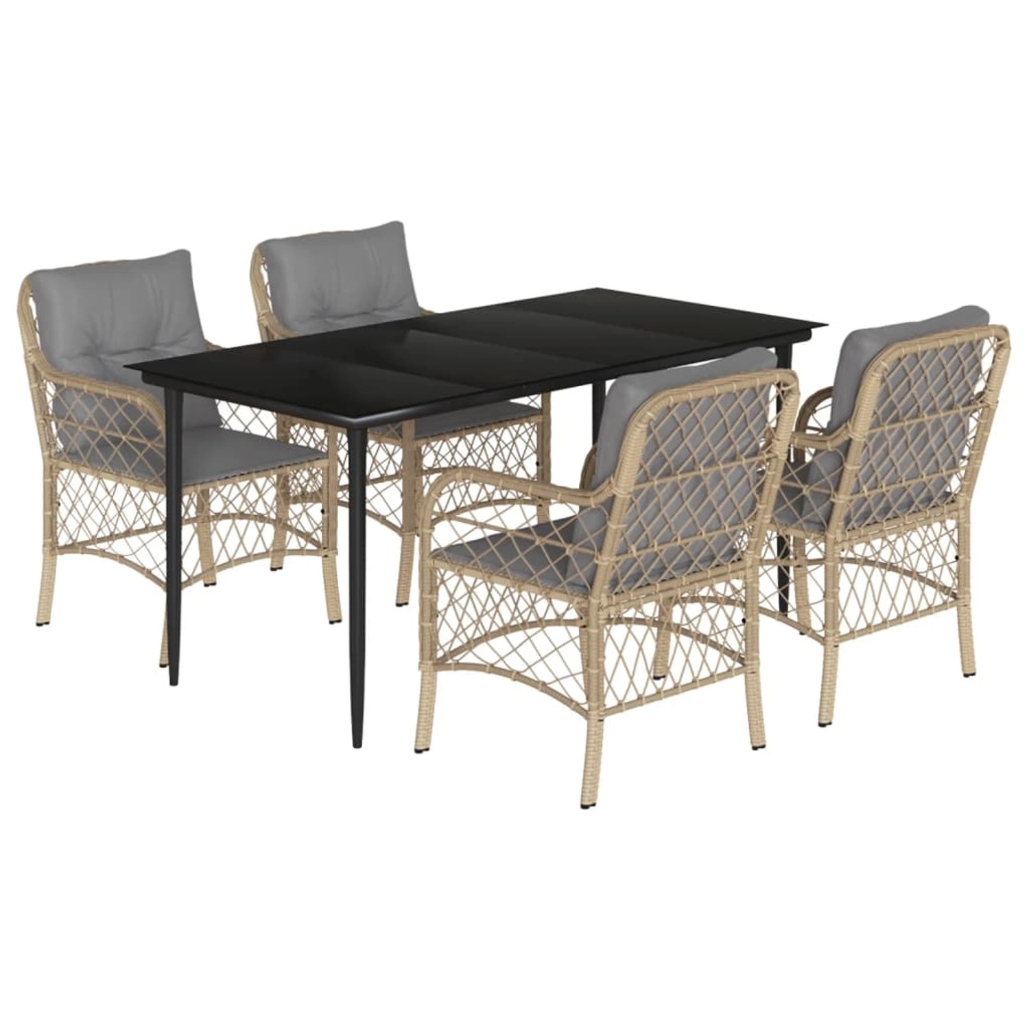 vidaXL 5-Tlg Garten-Essgruppe mit Kissen Beigemischung Poly Rattan 3212155 günstig online kaufen