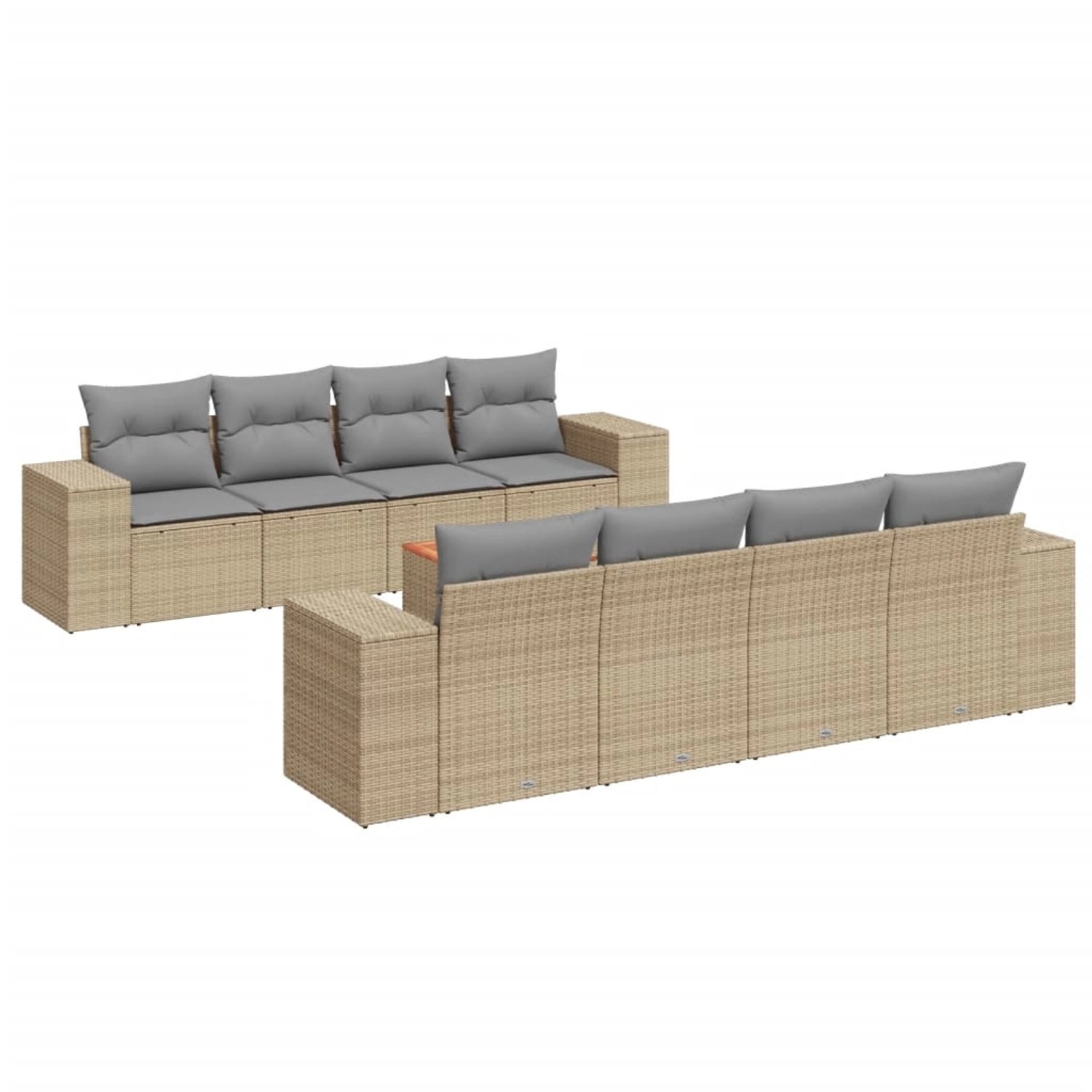 vidaXL 9-Tlg Garten-Sofagarnitur mit Kissen Beige Poly Rattan 3225366 günstig online kaufen