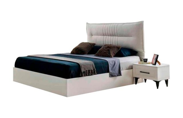 JVmoebel Bett Weiß Bett Modern Schlafzimmer Doppelbett Stoff Modern Design günstig online kaufen
