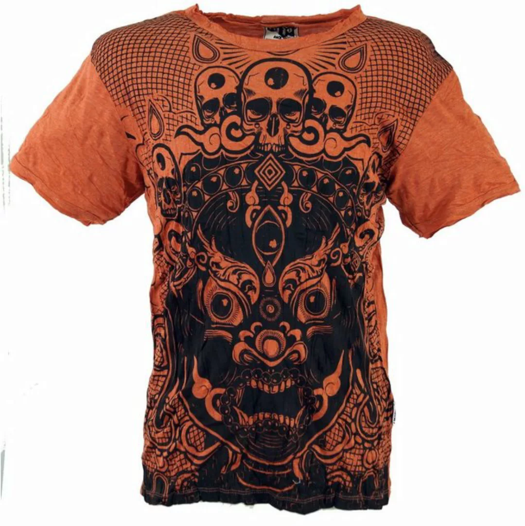 Guru-Shop T-Shirt Sure Herren T-Shirt Dämon - rostorange Goa Style, Festiva günstig online kaufen