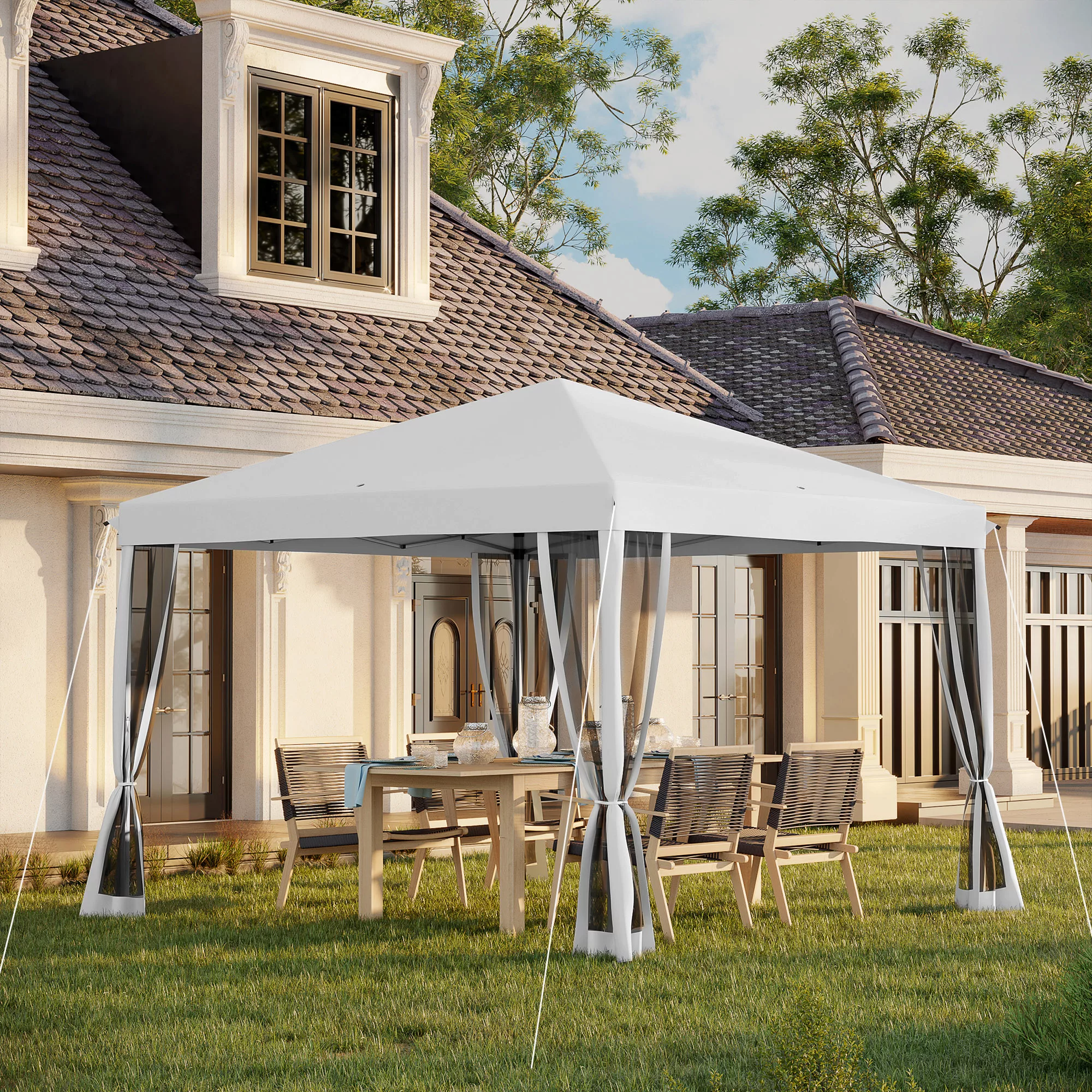 Outsunny Pavillon ca.3x3m, wasserabweisend Stabil Winterfest Pop-up Faltpav günstig online kaufen