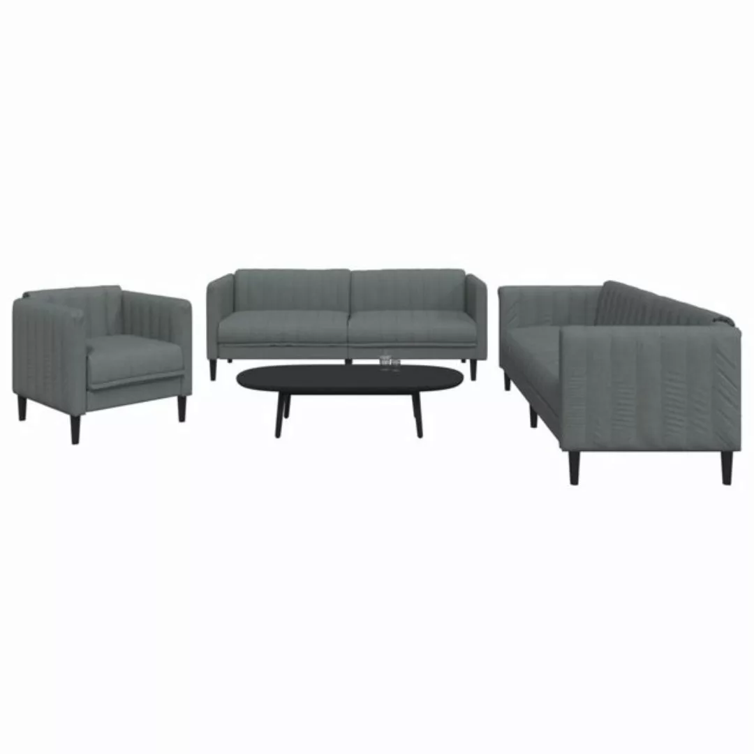 vidaXL Sofa Sofagarnitur Set mit Kissen Stoff, 3-tlg., Schwarz günstig online kaufen