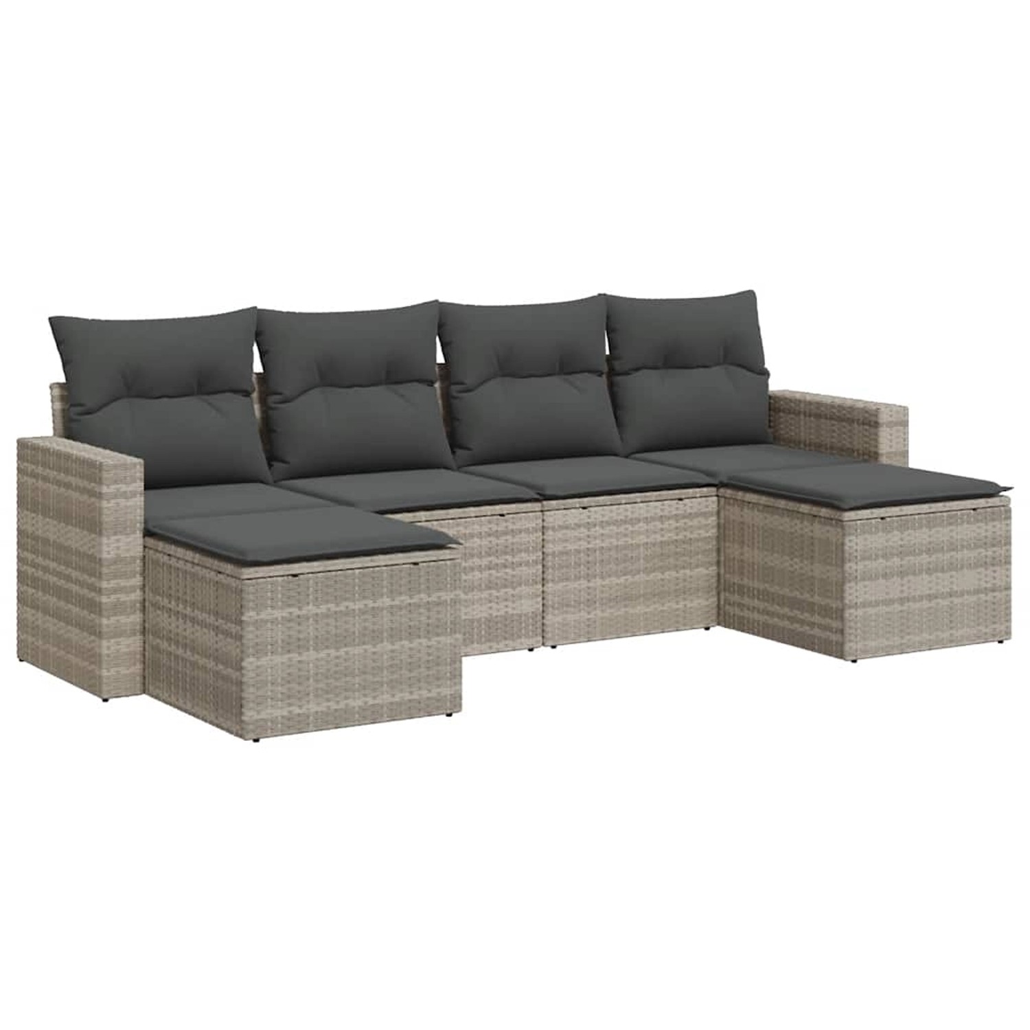 vidaXL 6-Tlg Garten-Sofagarnitur mit Kissen Hellgrau Poly Rattan 3325428 günstig online kaufen