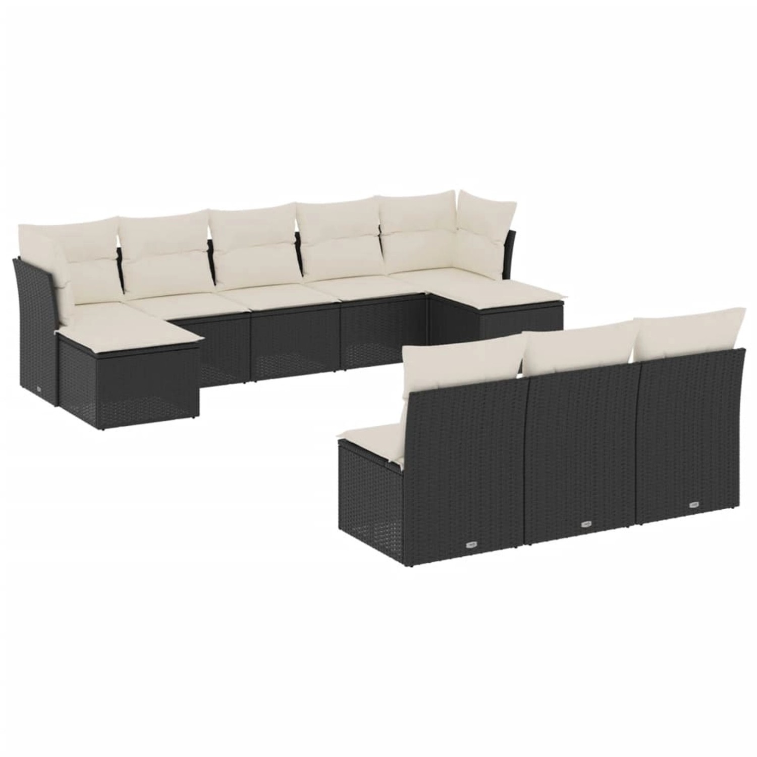 vidaXL 10-Tlg Garten-Sofagarnitur mit Kissen Schwarz Poly Rattan 3218286 günstig online kaufen