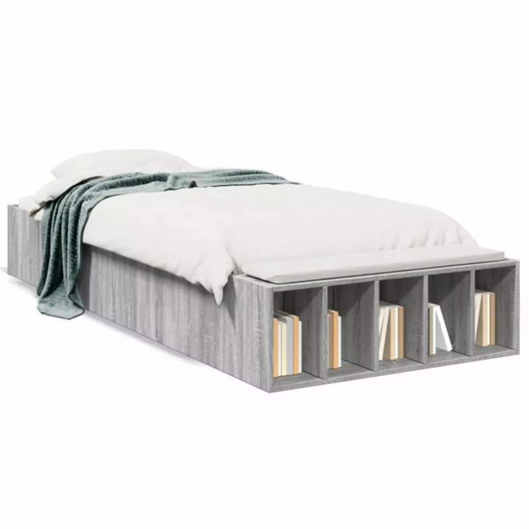 vidaXL Bett Bettgestell Grau Sonoma 100x200 cm Holzwerkstoff günstig online kaufen