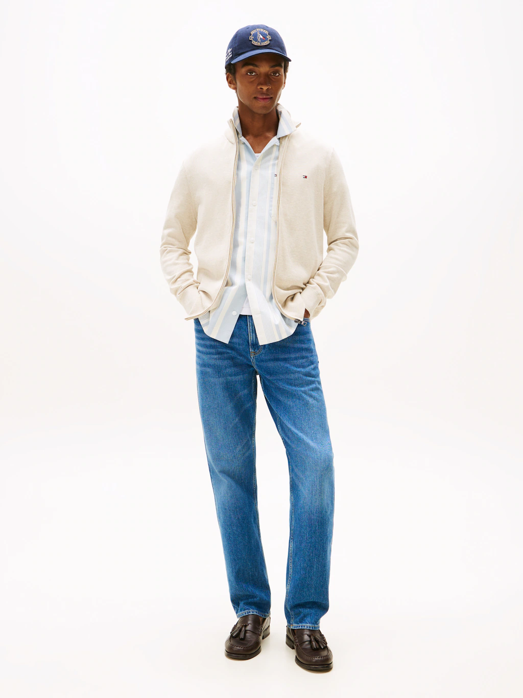 Tommy Hilfiger Strickjacke "ESSENTIAL COTTON ZIP THRU", mit Logostickerei günstig online kaufen