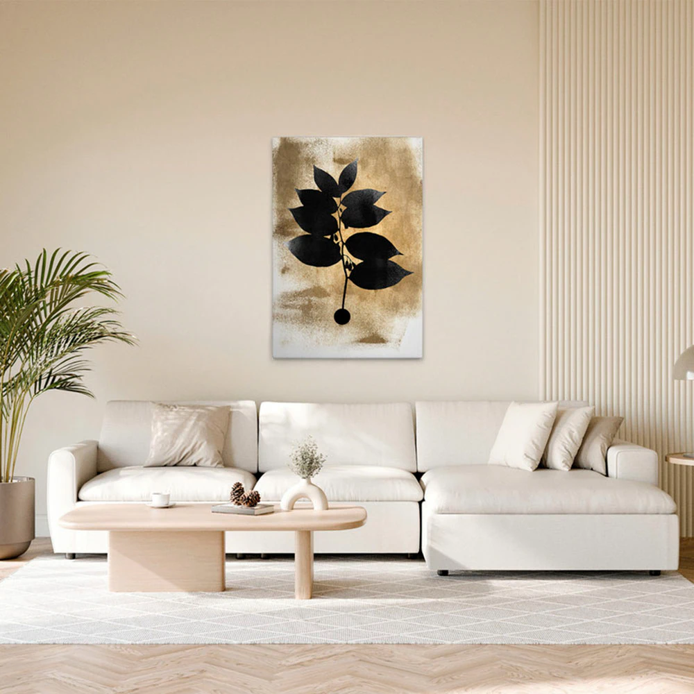 A.S. Création Leinwandbild "Dark Leafs - Wandbild Creme Gold Schwarz Keilra günstig online kaufen